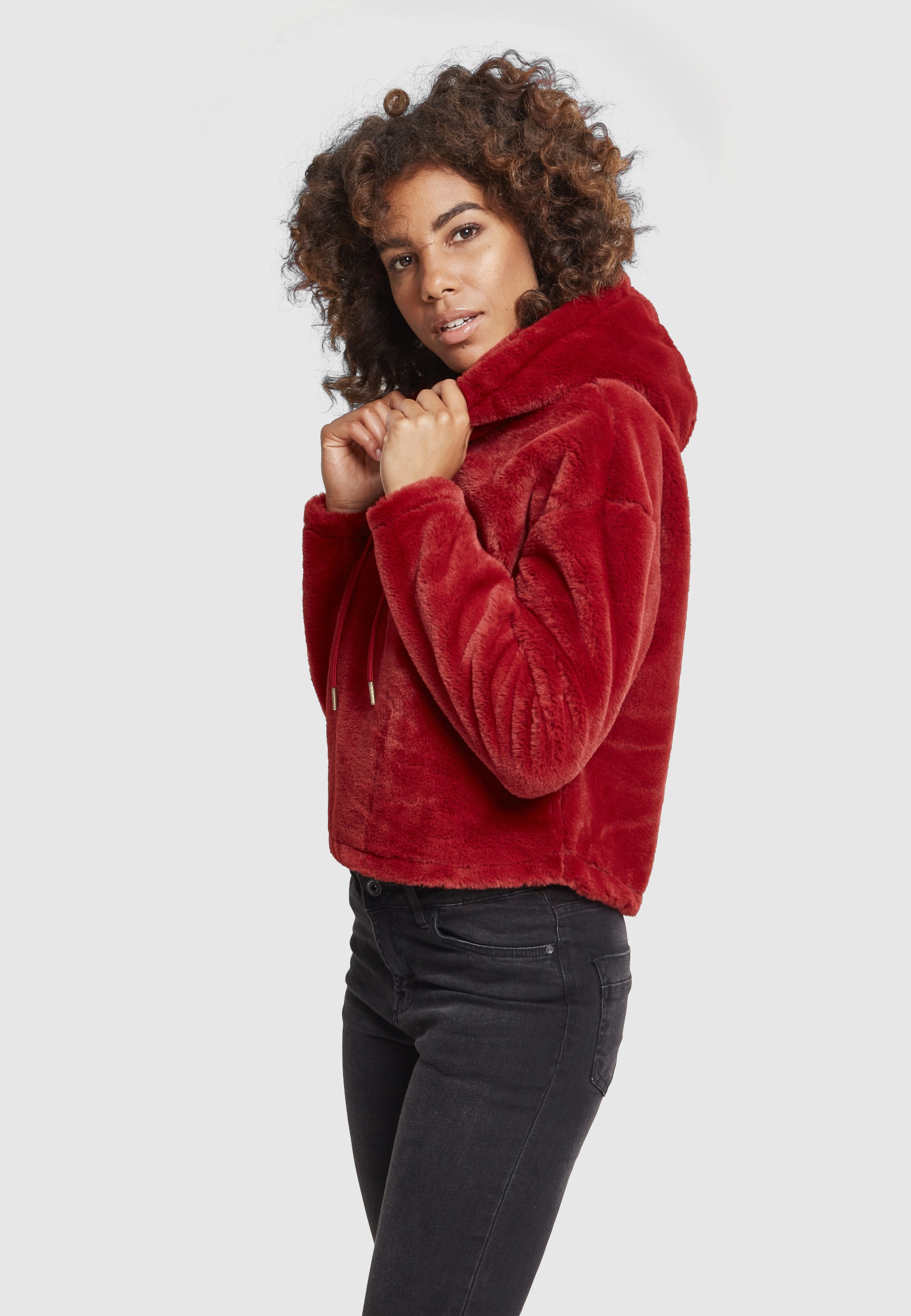 URBAN CLASSICS Sweatshirt »Urban Classics Damen Ladies Oversize Short Teddy Hoody«, 1 Stk.
