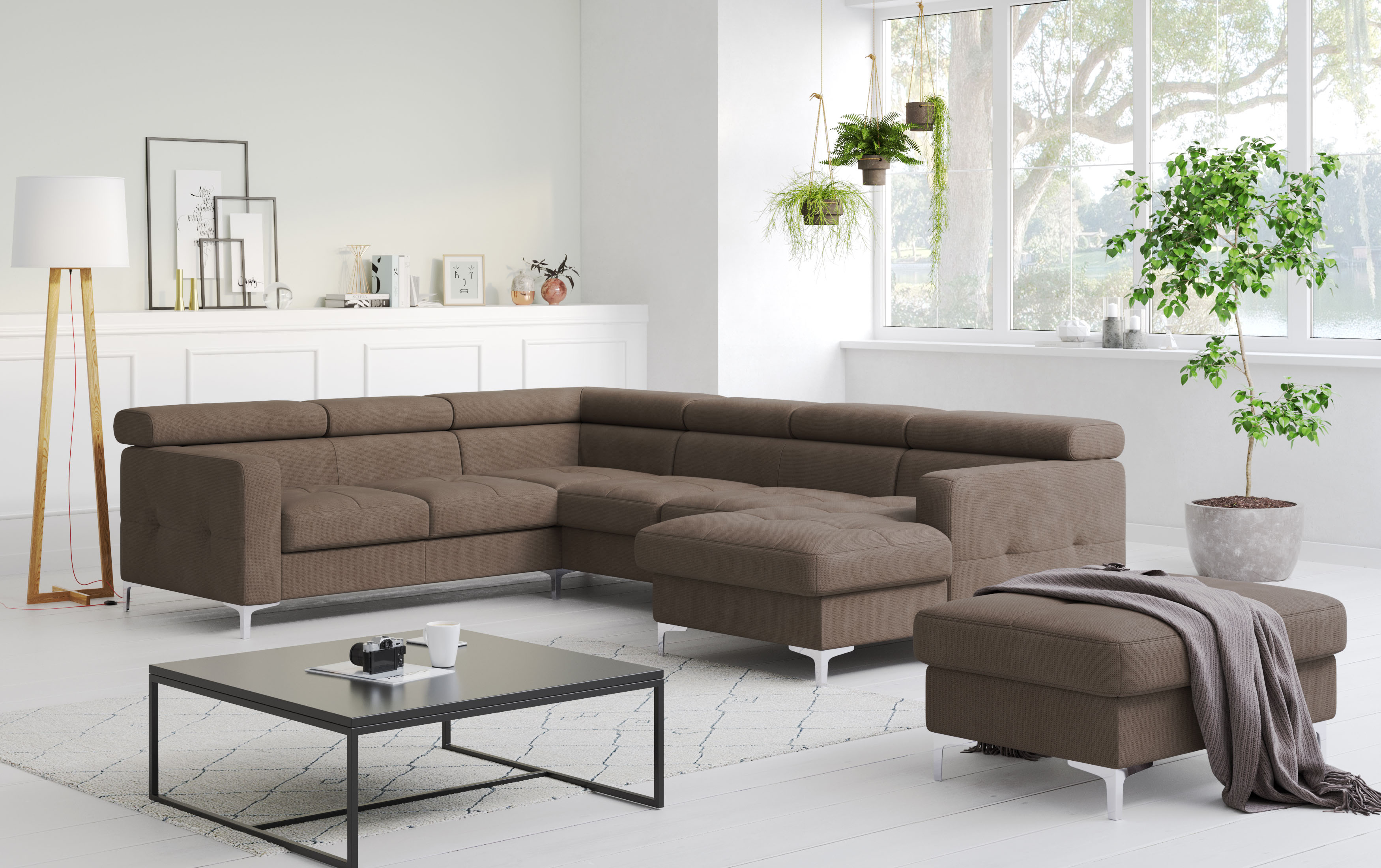 COTTA Wohnlandschaft "Sammy U-Form, B: 304 cm" Kopfteilverstellung, optional Schlaffunktion & Bettkasten