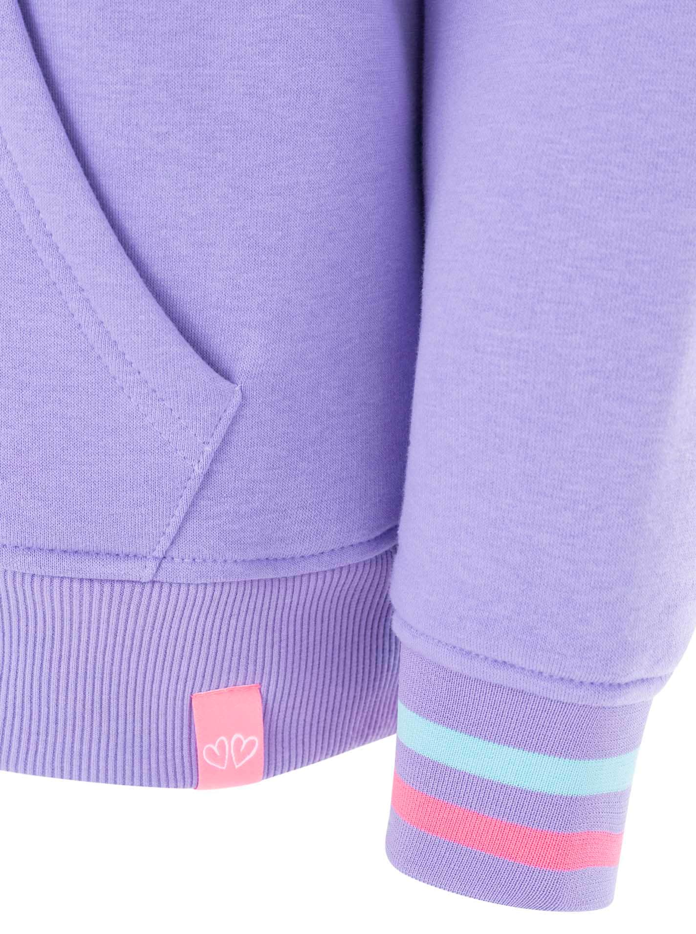 Zwillingsherz Hoodie »"Be Happy!"«, gestreifte Bündchen, Aufdruck auf Brust, Kapuze, Kängurutasche
