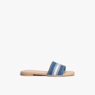Tommy Hilfiger Pantolette »FLAT MULE WEBBING«  Sommerschuh, Flats mit modischem Kontrastbesatz