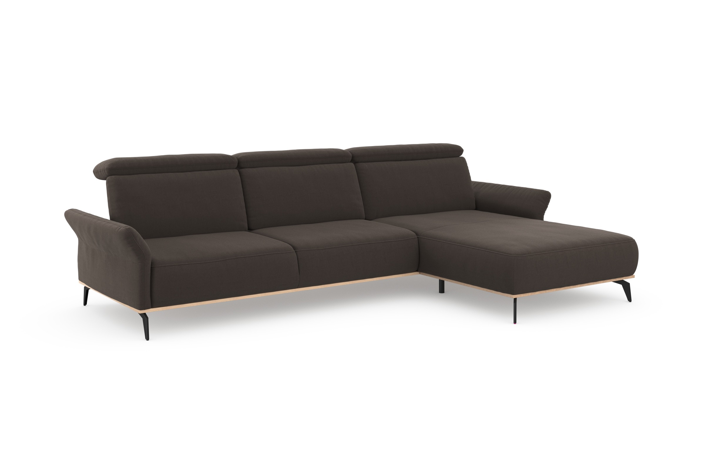Ecksofa HOME AFFAIRE "Fjord L-Form", braun (nuss), B:324cm H:93cm T:184cm, 100% Polyester, Sofas, Ecksofa, massiv, wahlweise mit Armlehnfunktion, Kopf- Sitztiefenverstellung 3