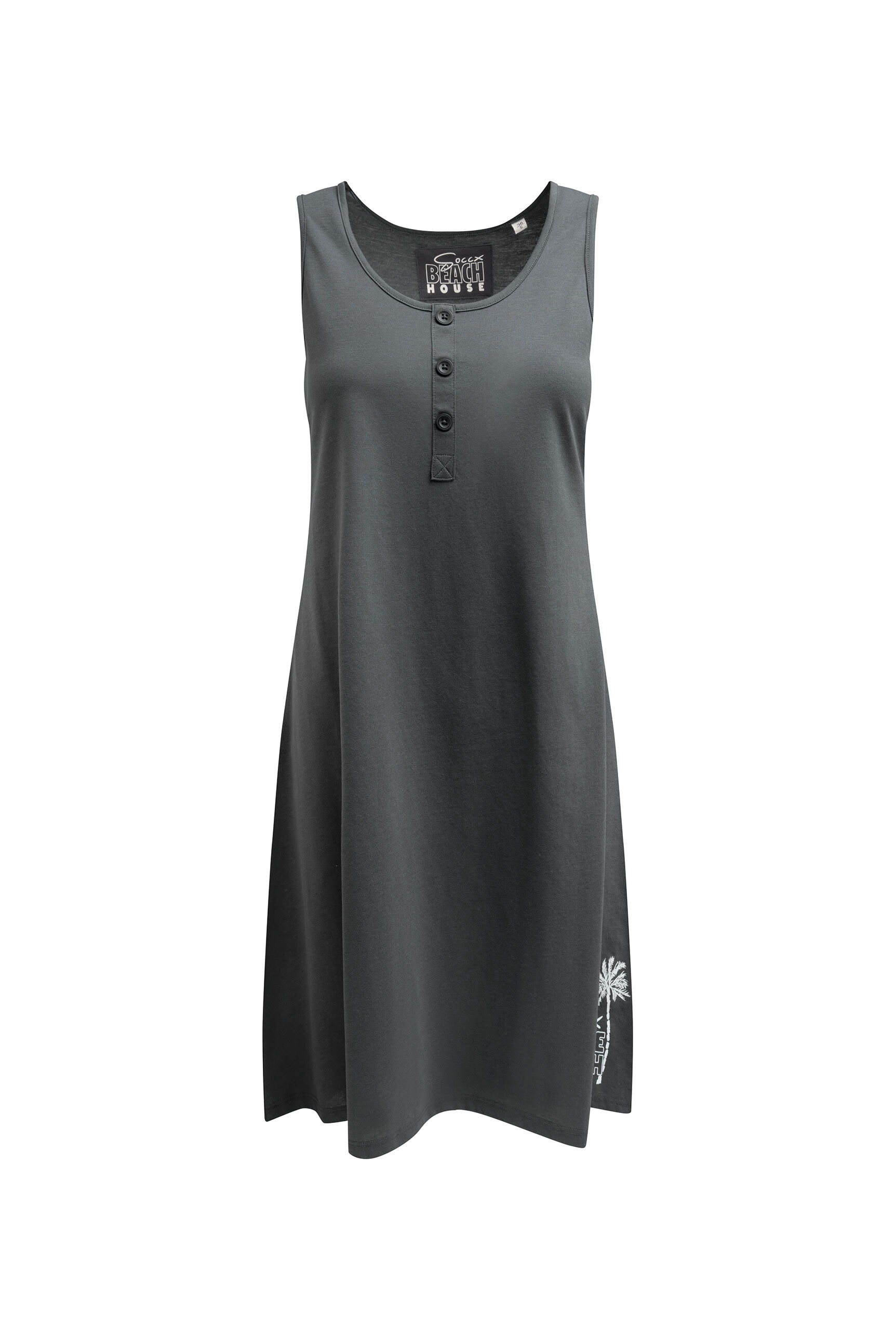 SOCCX Trägerkleid Ohne Taschen mit abgerundetem Saum