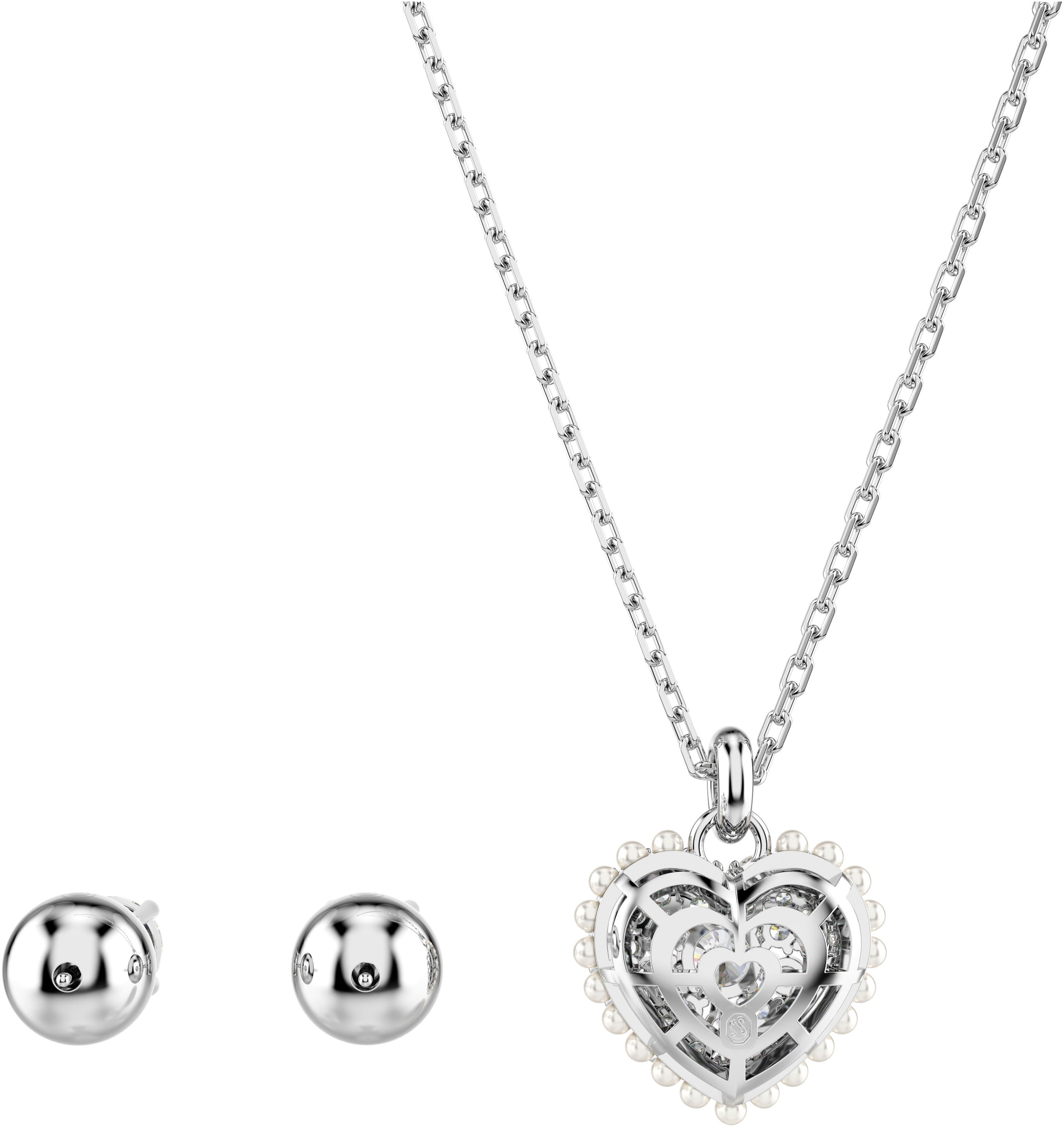 Swarovski Ohrring und Ketten Set »Schmuckset Multipack Schmuck Geschenk Hyperbola Herz, 5684383«, (Set, 3 tlg.), mit Swarovski® Kristallen