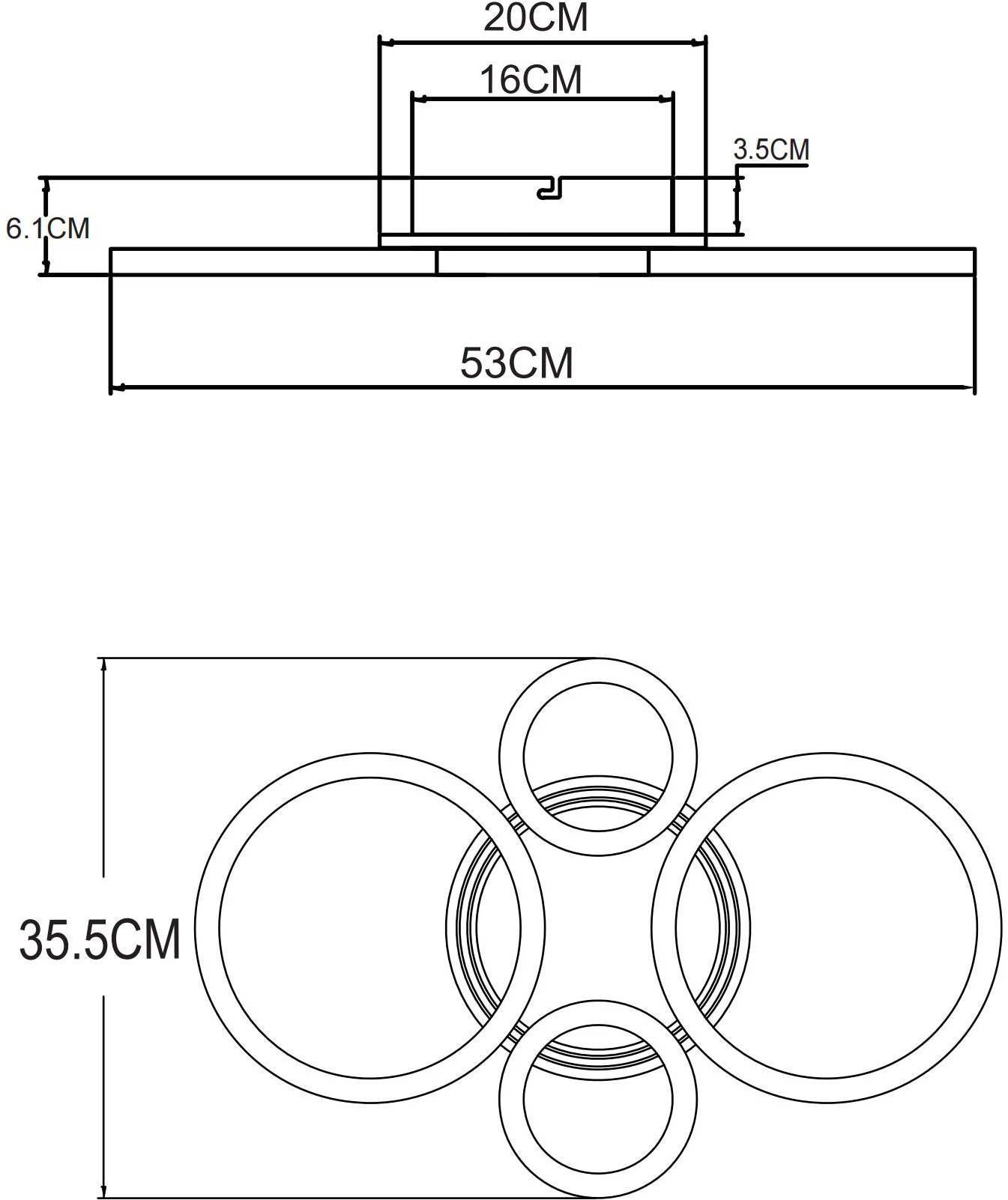 GLOBO LIGHTING Deckenleuchte »LORETTA« LED-Modul 1 Stk. Kaffeefarbene Deckenleuchte, Kunststoff opal, dimmbar, 2 Ring-Design