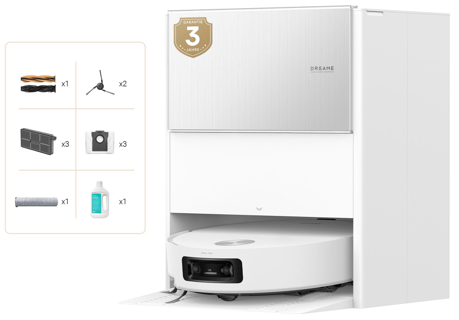 Dreame Saugroboter "mit Wischfunktion Aqua10 Ultra Roller Complete" Warmwasser-Wischsystem, Rollenmopp, überwindet Hindernisse, 30.000 Pa
