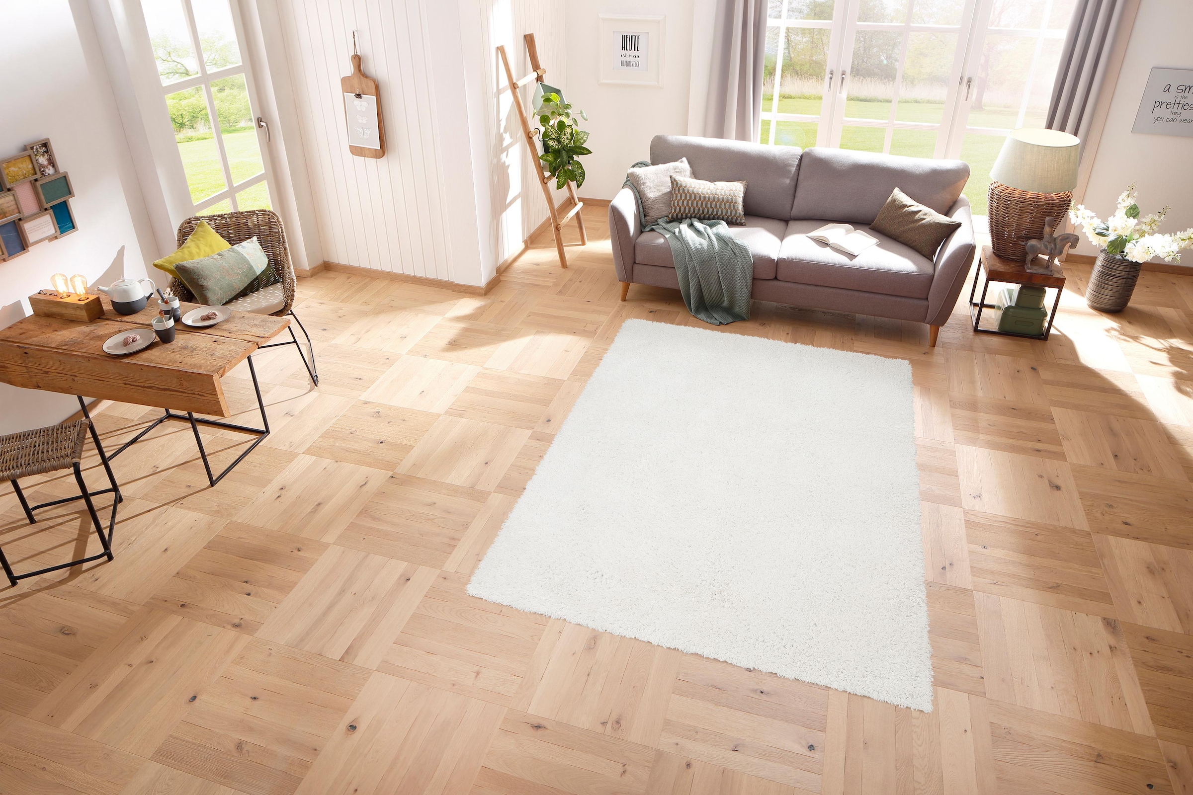 Home affaire Hochflor-Teppich »Viva«, rechteckig, 45 mm Höhe, Uni Farben, einfarbig, besonders weich und kuschelig