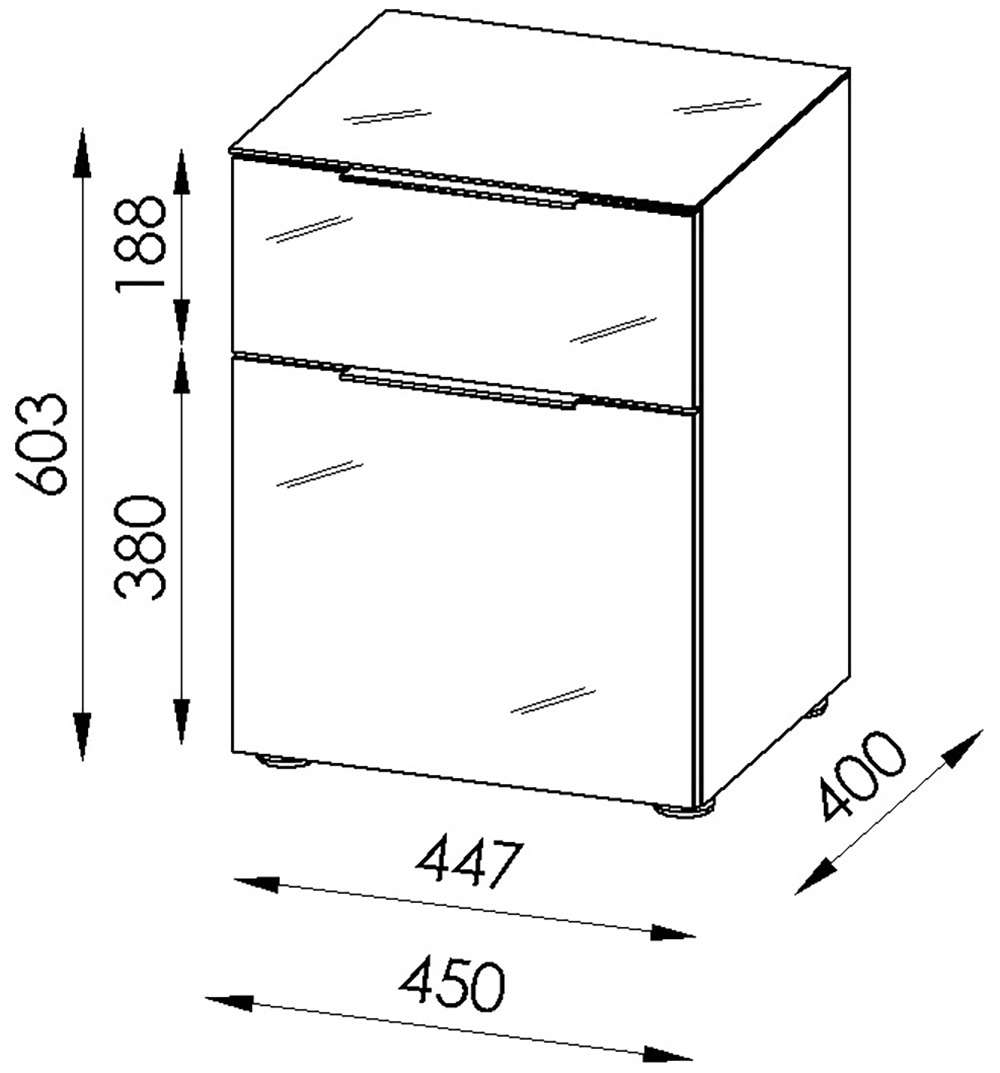Manjana Möbel Nachtkommode »Nachtkommode mit Chrom oder Schwarz matten Metallgriffen«