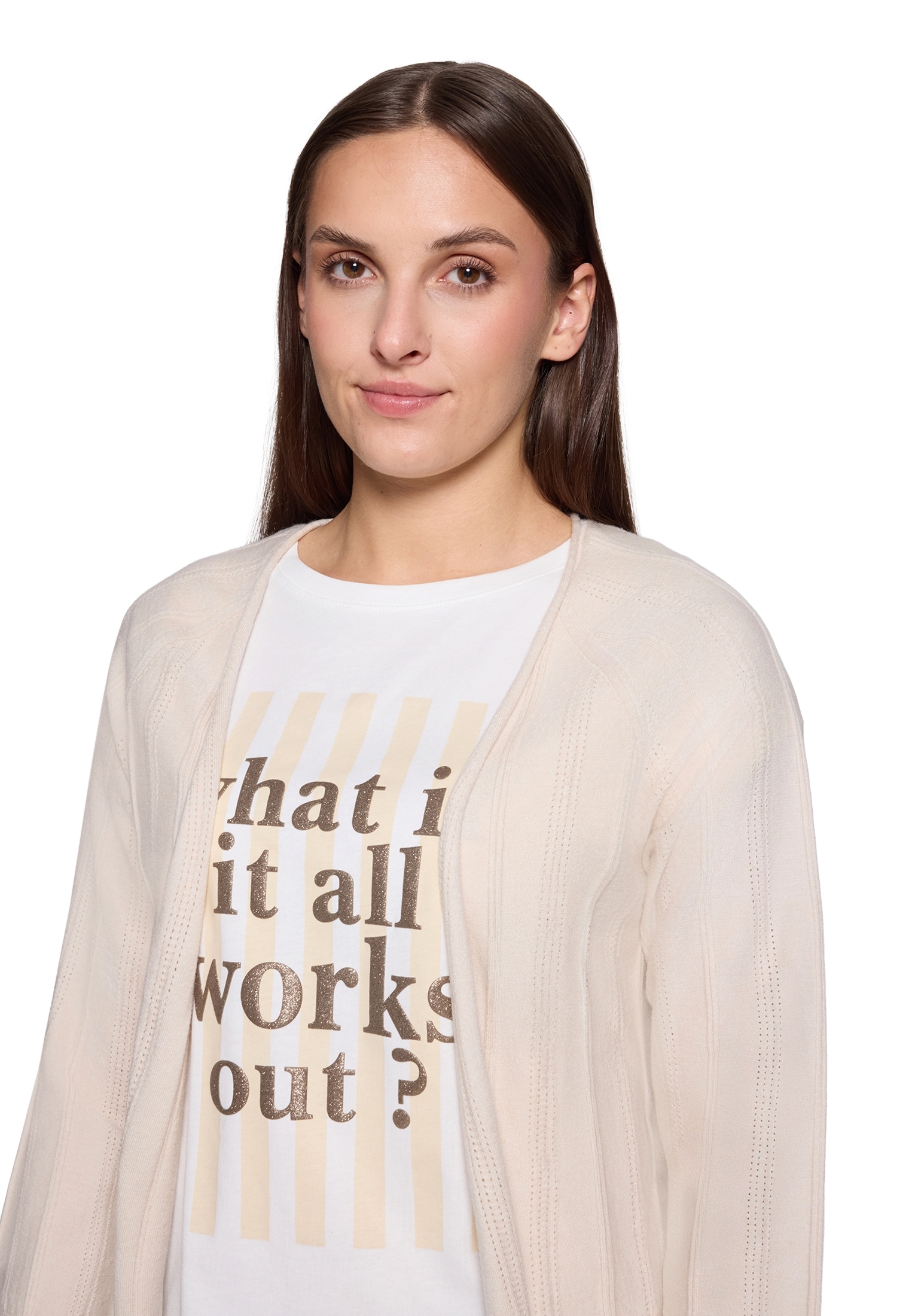 Cartoon Strickjacke »Damen mit Rundhalsausschnitt« 1
