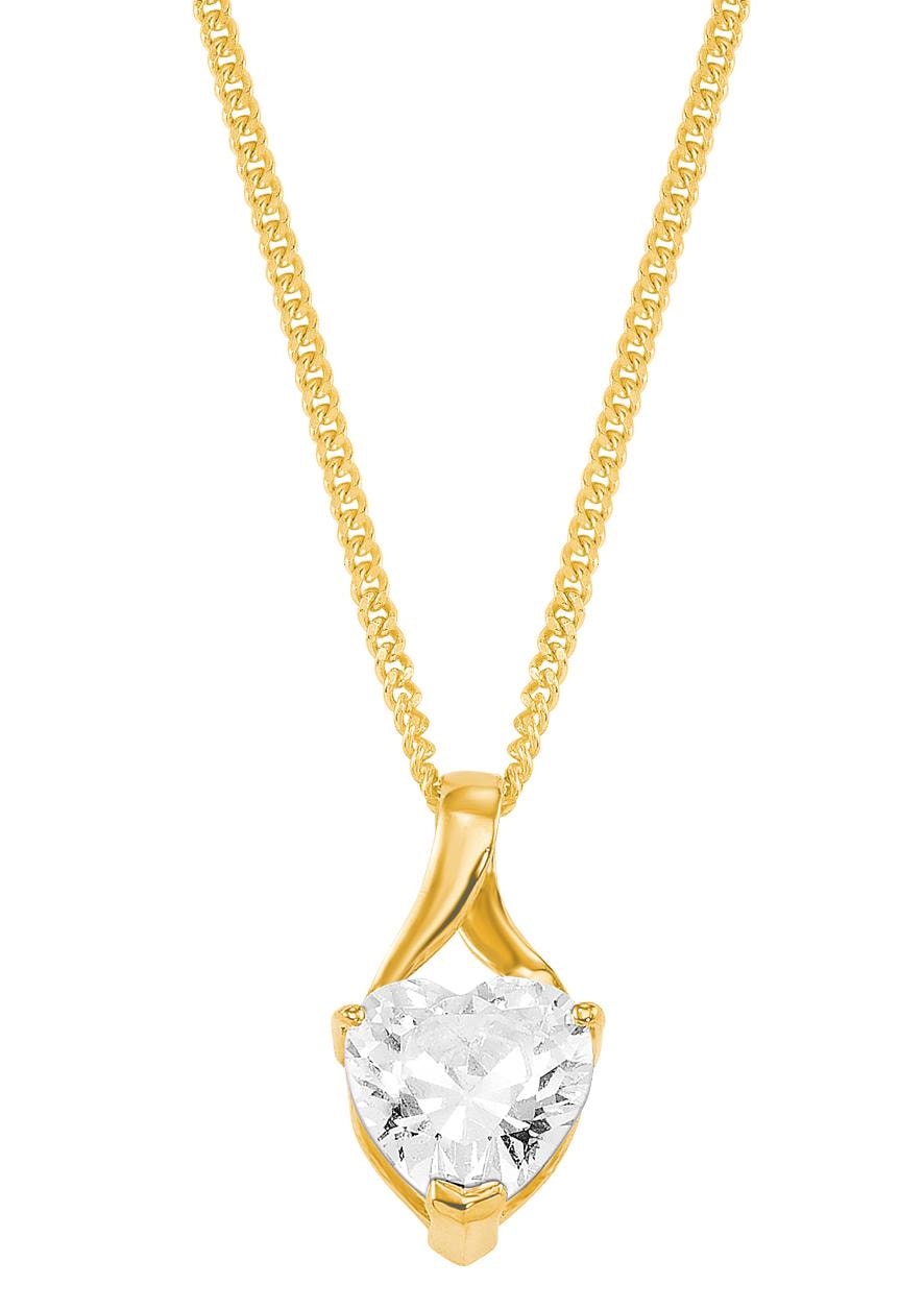 Amor Kette mit Anhänger »Schmuck Geschenk Halskette Herz LIEBE 2014209 Gold 375«, mit Zirkonia (synth.)