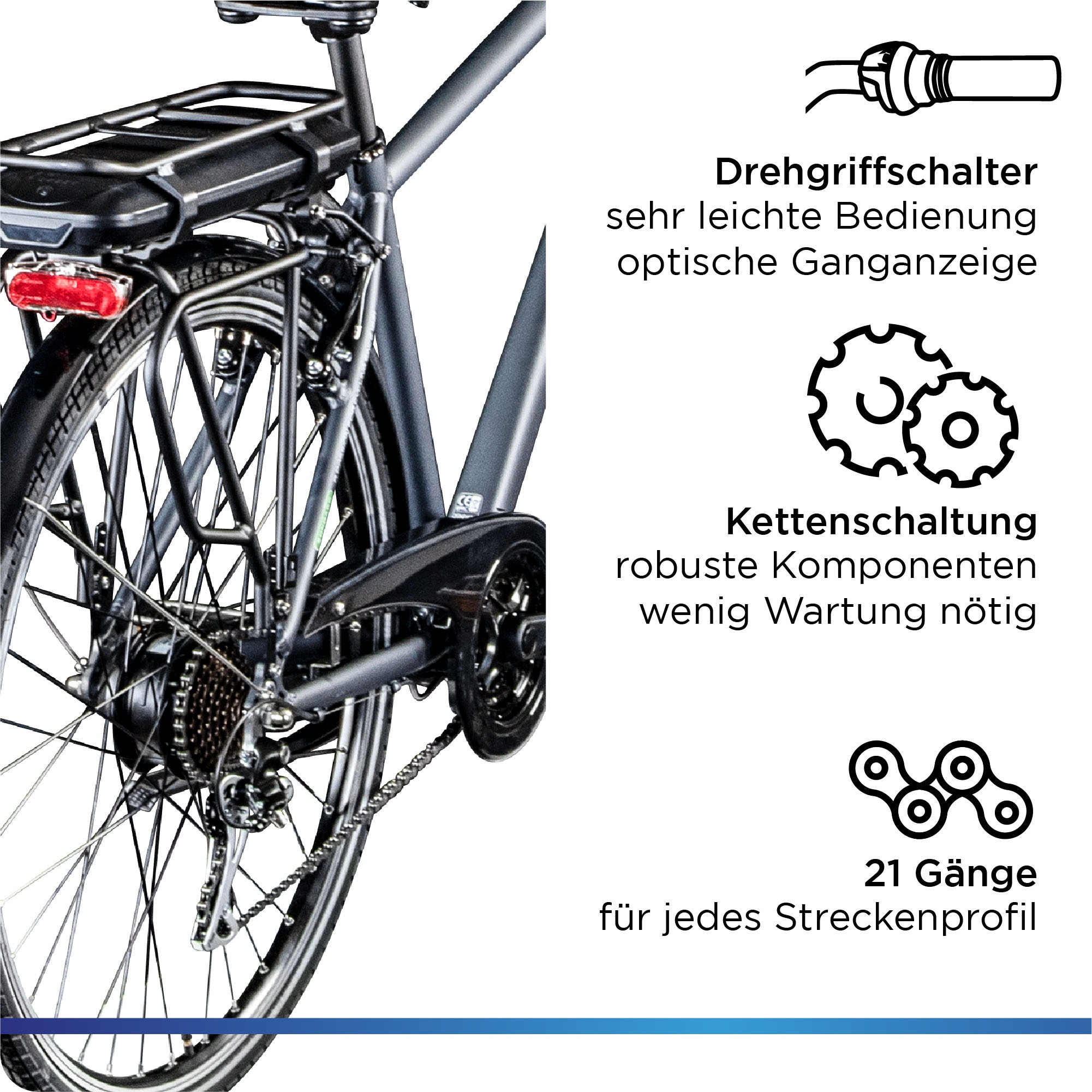 Zündapp E-Bike »Z802 Herren«, 21 Gang, Shimano, Altus RD-M310, Heckmotor 250 W, Pedelec, Elektrofahrrad für Herren