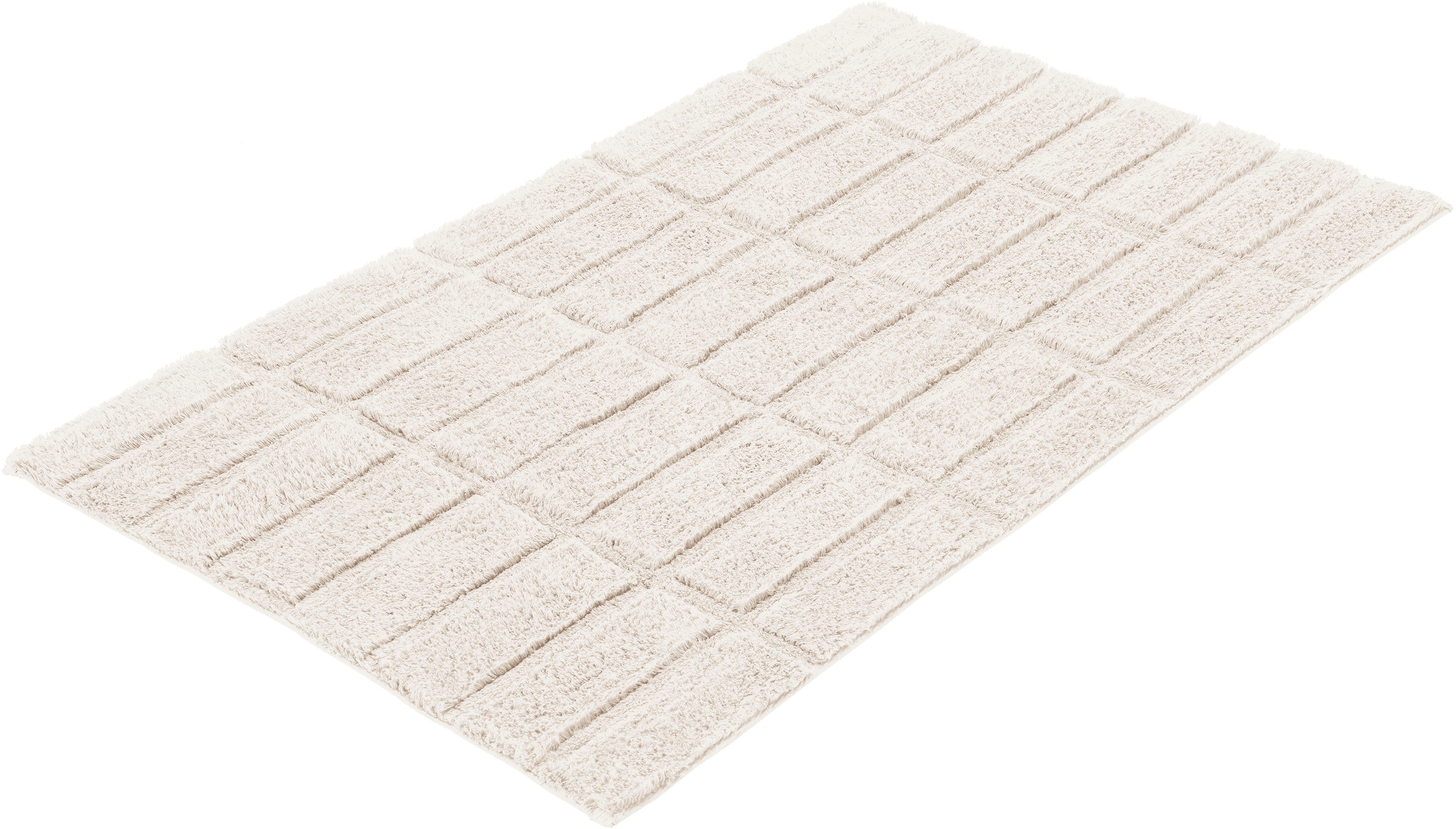 Kleine Wolke Badematte "Tiles, Badvorleger, Badezimmer Teppich" Höhe 13 mm rutschhemmend beschichtet fußbodenheizungsgeeignet Badteppich, Uni Farben, Hoch-Tief Effekt