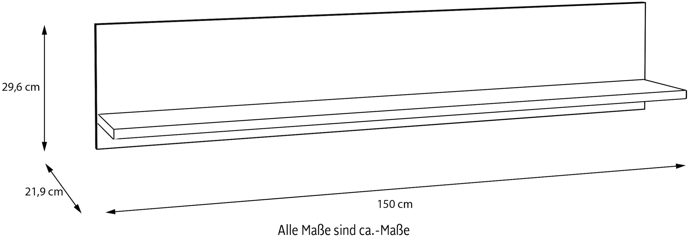 FORTE Wandboard »Como«, Wandregal, zweifarbig,klare Linien, einfache Montage