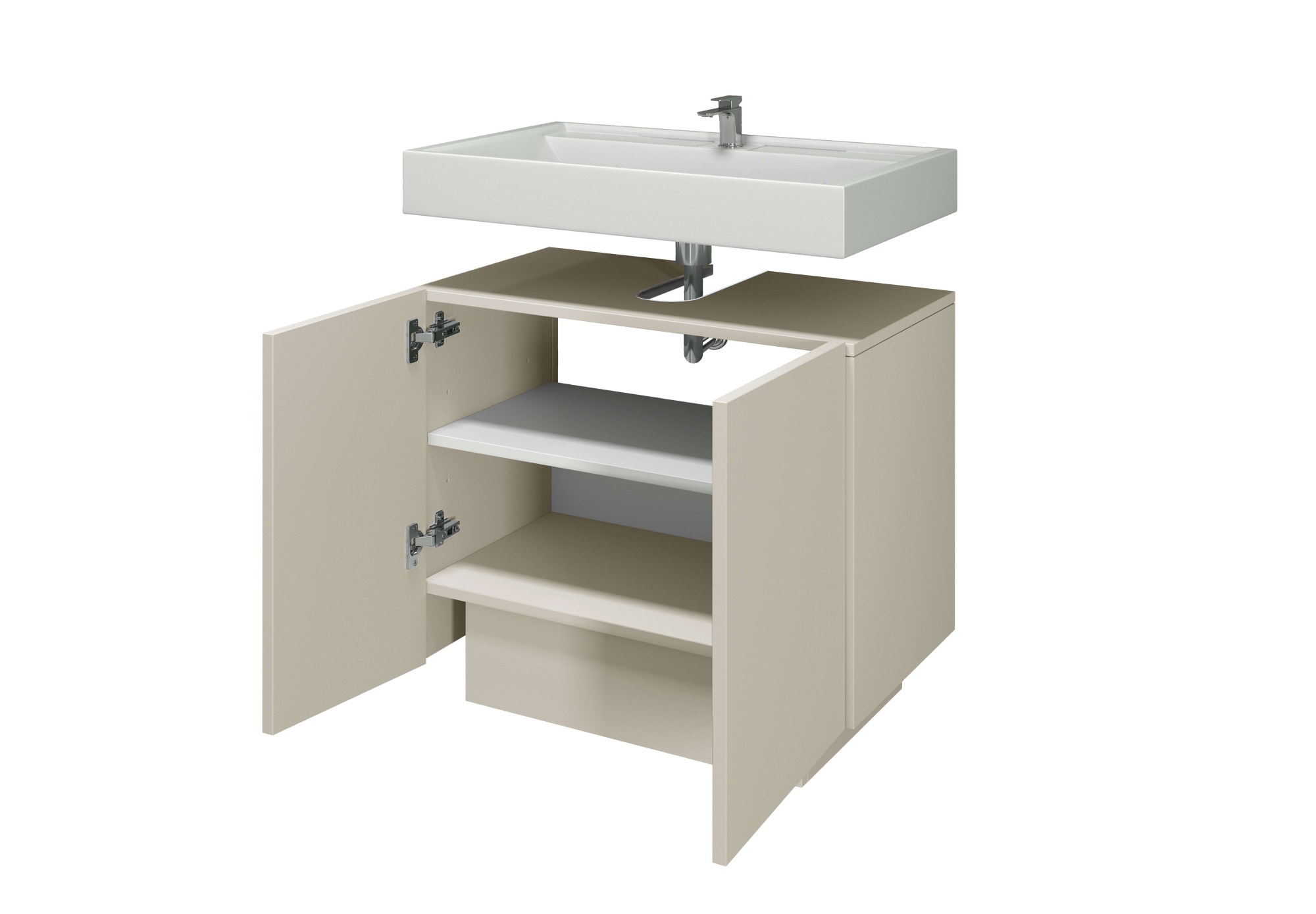 welltime Waschbeckenunterschrank »Vela,Breite 60cm, 2 Türen, 2 Fächer, mit Siphonausschnitt« 1 Stk. tlg. Waschbeckenunterschrank,Waschtisch,Design mit schrägen Türen