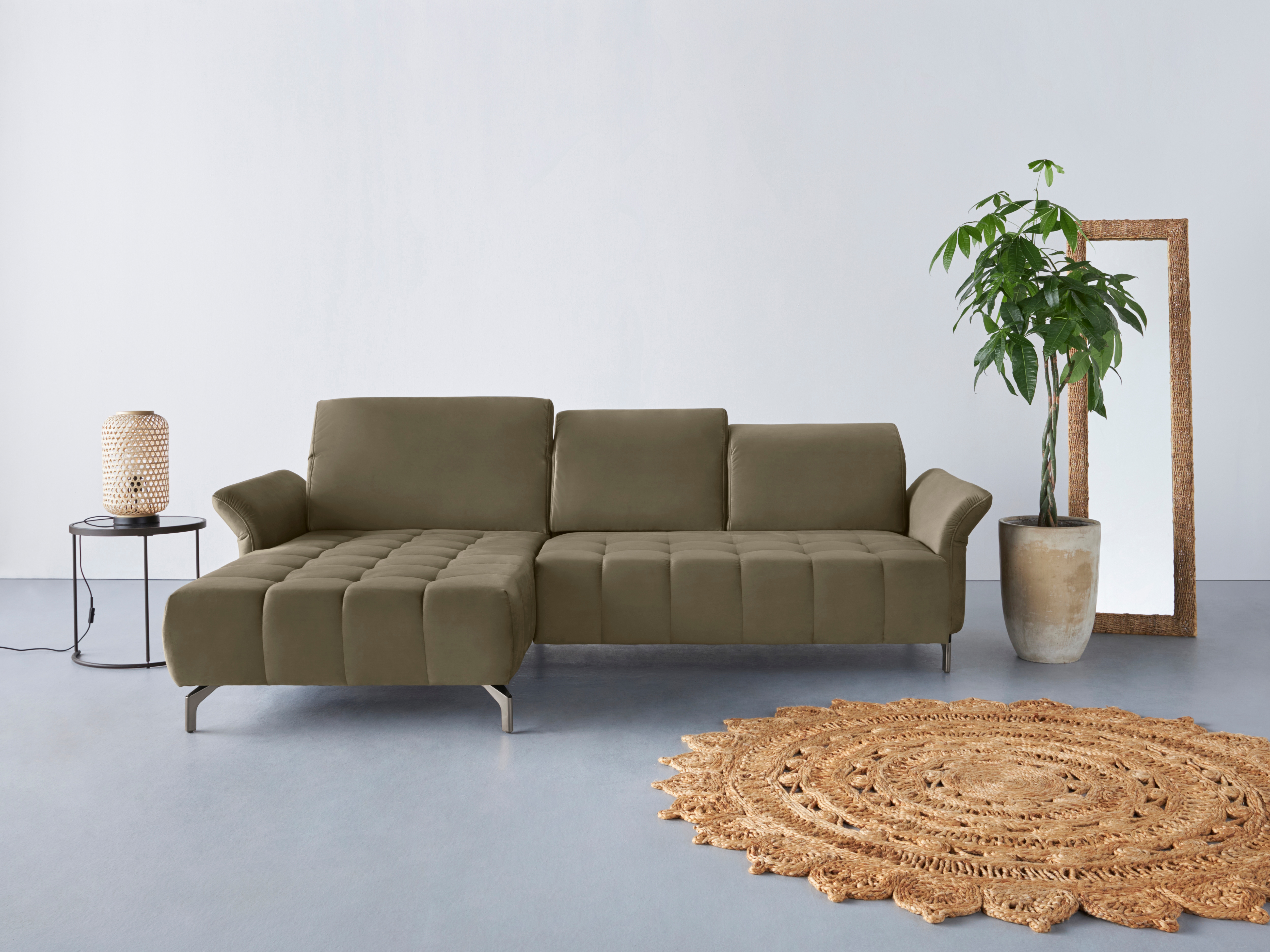 OTTO home Ecksofa "Fresh L-Form" Federkern, wahlweise Kopfteilverstellung und motorischer Vorziehsitz