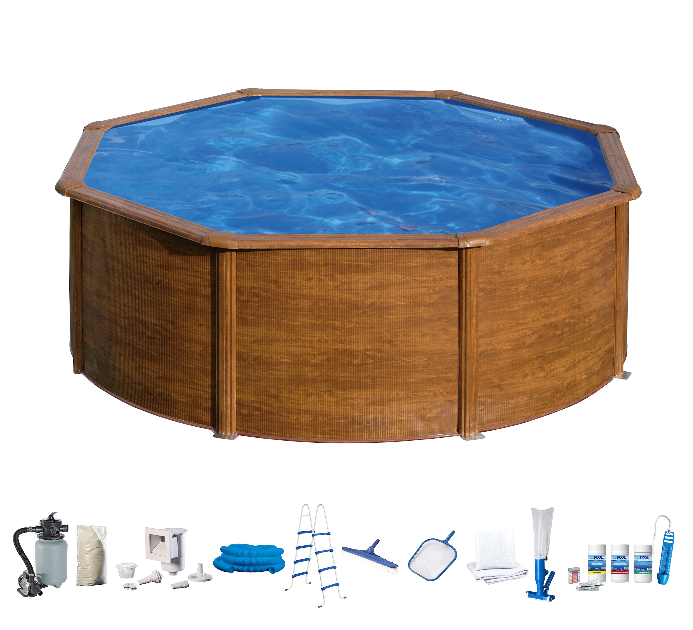 my POOL BWT Rundpool, (Set, 10 tlg.), in moderner Holzoptik, Höhe 120 cm, verschiedene Größen