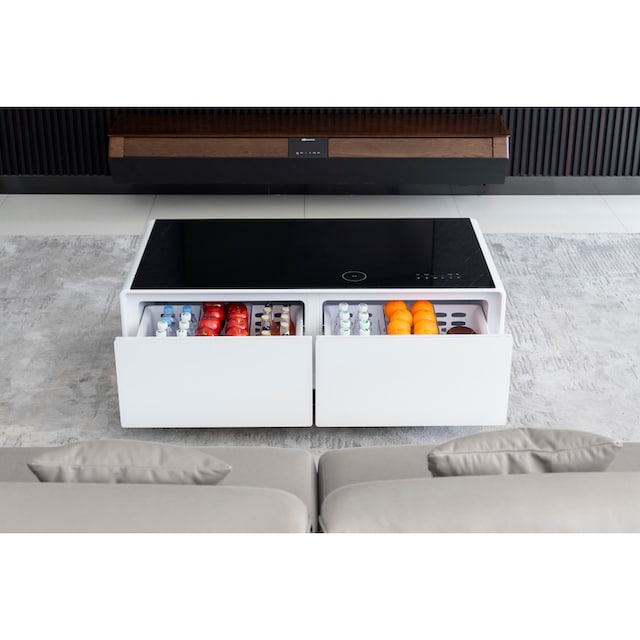 Caso Getränkekühlschrank »793 Sound & Cool White«, 793, 46 cm hoch, 130,5  cm breit, Loungetisch mit Kühlfächern, Soundbar und Lademöglichkeiten | BAUR