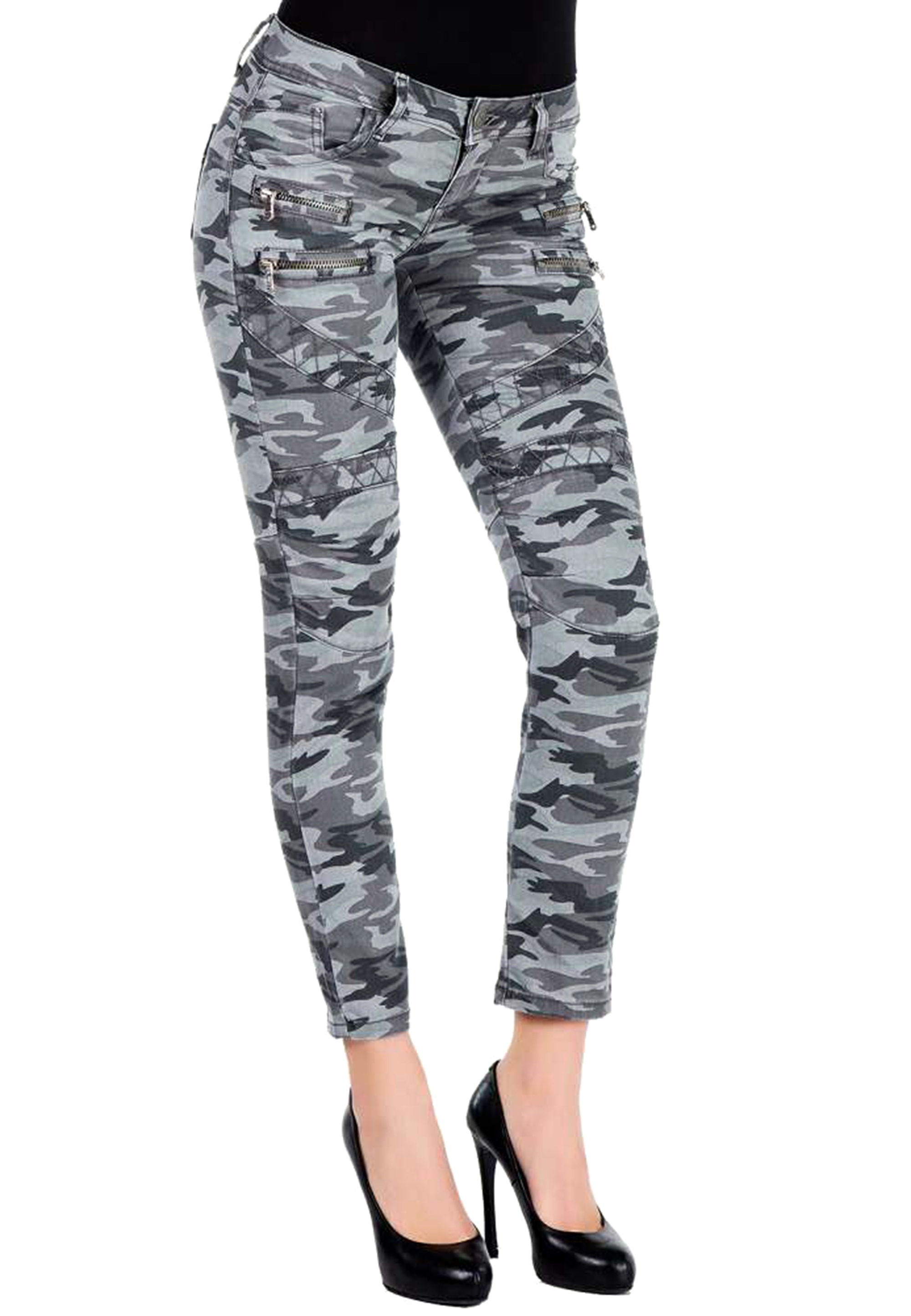 Cipo &amp; Baxx Slim-fit-Jeans mit trendigem Military-Muster GU8500