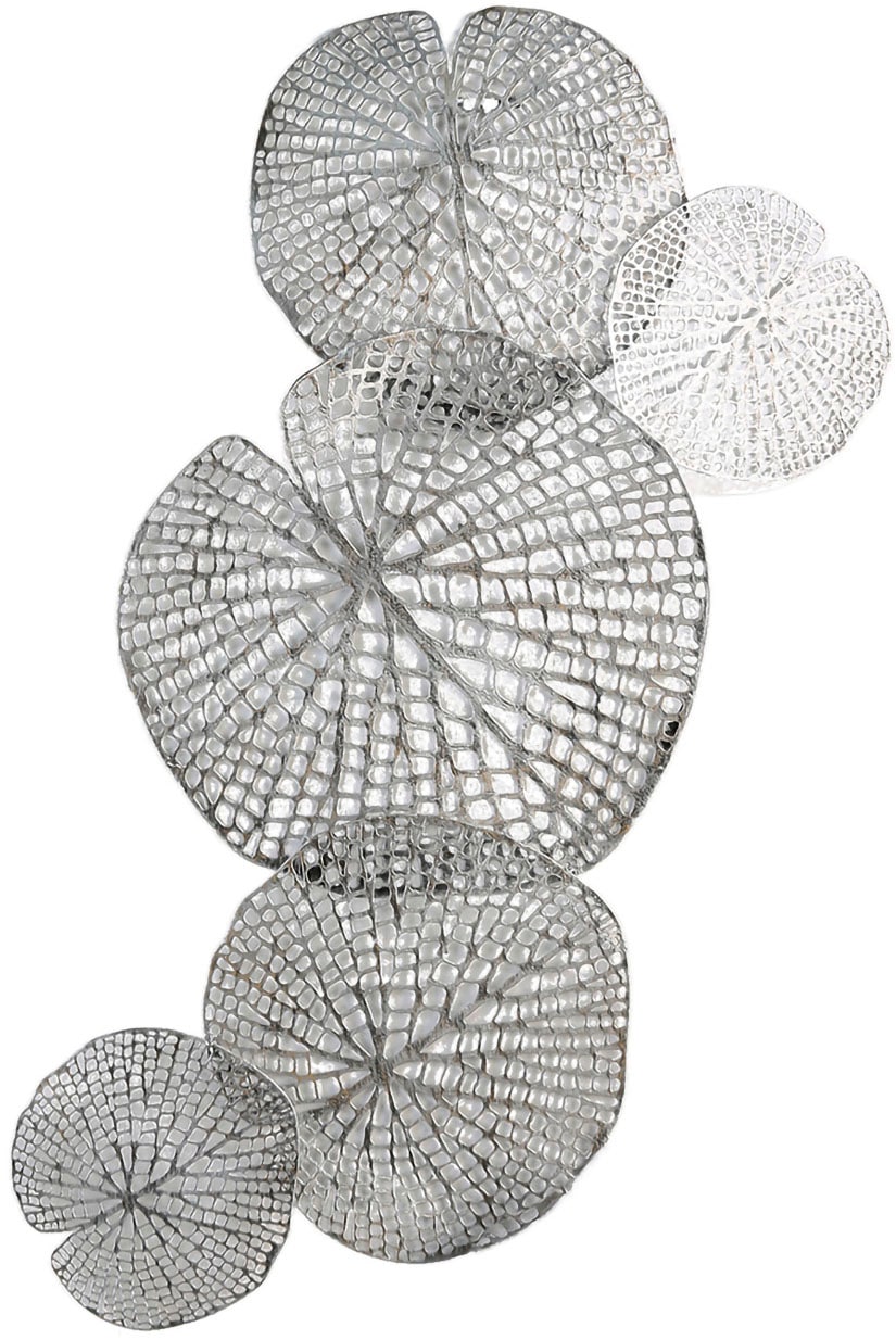 Casablanca by Gilde Wanddekoobjekt "Wandrelief Leafs silberfarben H. 94 cm" günstig online kaufen
