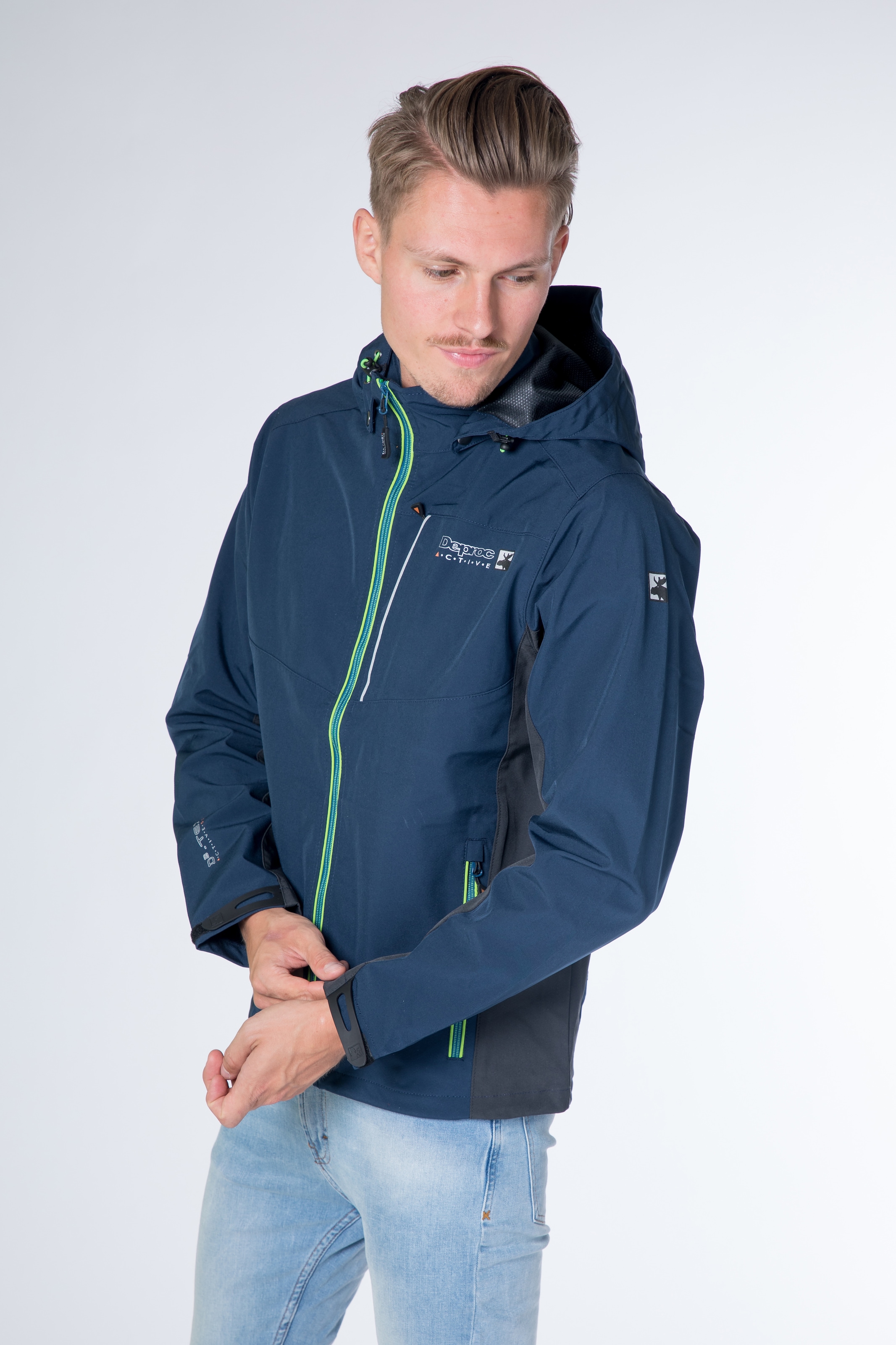 DEPROC Active Softshelljacke "NUNAVUT MEN II" mit Kapuze auch in Großen Größen erhältlich