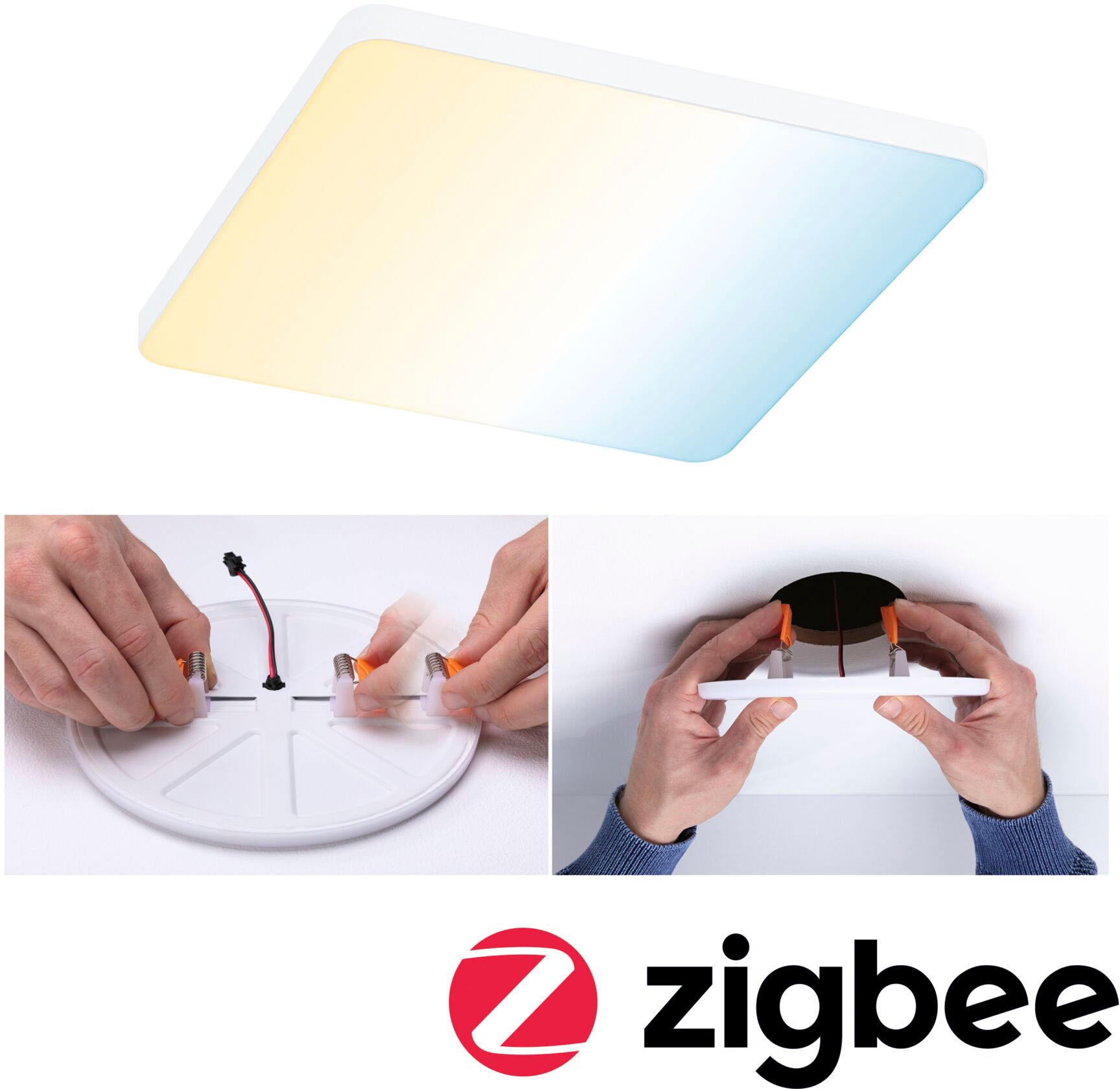 Paulmann LED Einbauleuchte »Veluna VariFit Edge IP44 eckig 160x160mm 1000lm dimmbar« 1 Stk. Tageslichtweiß LED Einbaupanel ZigBee, App steuerbar, Tunable White Schwarz