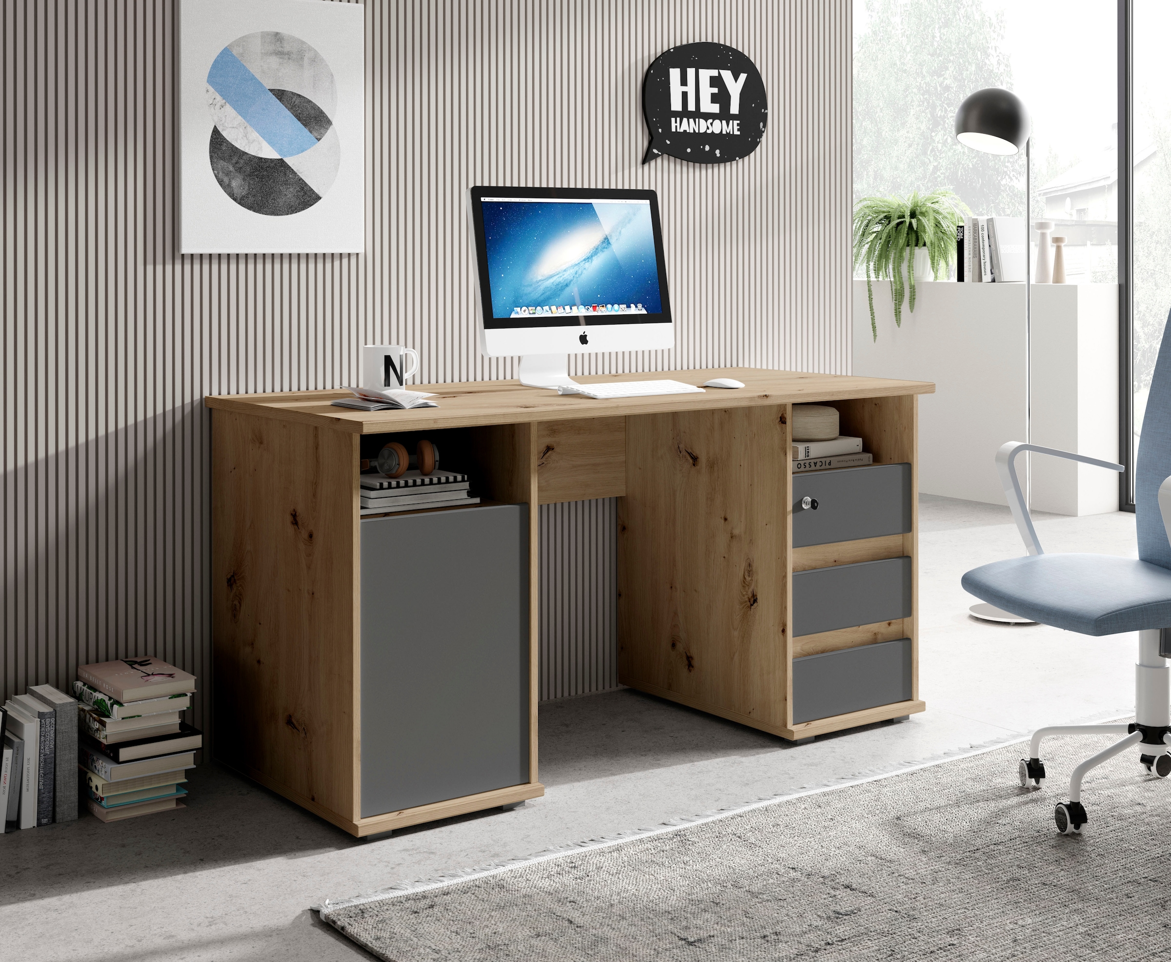BEGA OFFICE Schreibtisch »Primus U2«, mit Schubkasten abschließbar, Gamingtisch geeignet