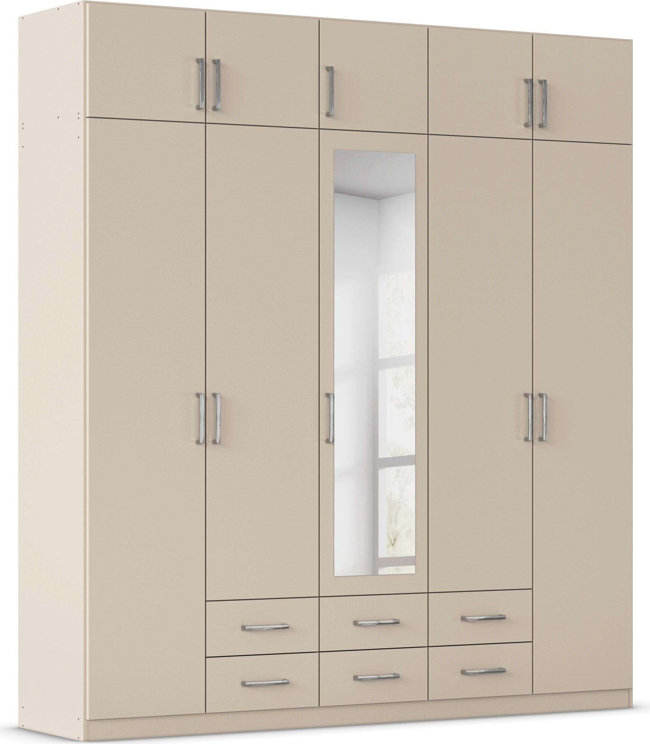 rauch Kleiderschrank "Schrank Garderobe Wäscheschrank GAMMA in 4 Breiten 91-226 cm" 3 verschiedene Ausstattungen BASIC/CLASSIC/PREMIUM (inkl. SOFT-CLOSE), mit Schubladen und Schrankaufsatz sowie Spiegel MADE IN GERMANY