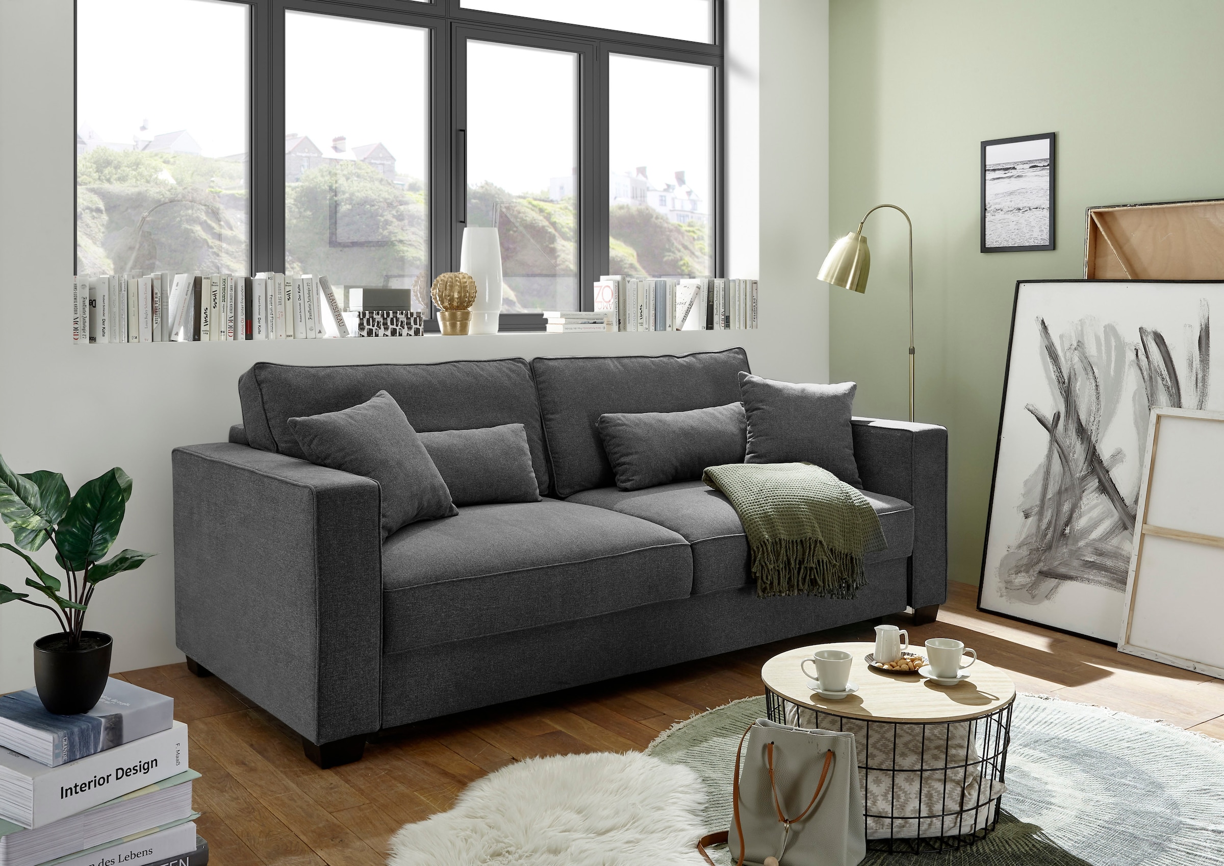 ED EXCITING DESIGN Schlafsofa "Melvin", mit Bettfunktion, Bettkasten, Rücken-, Nieren- und Zierkissen