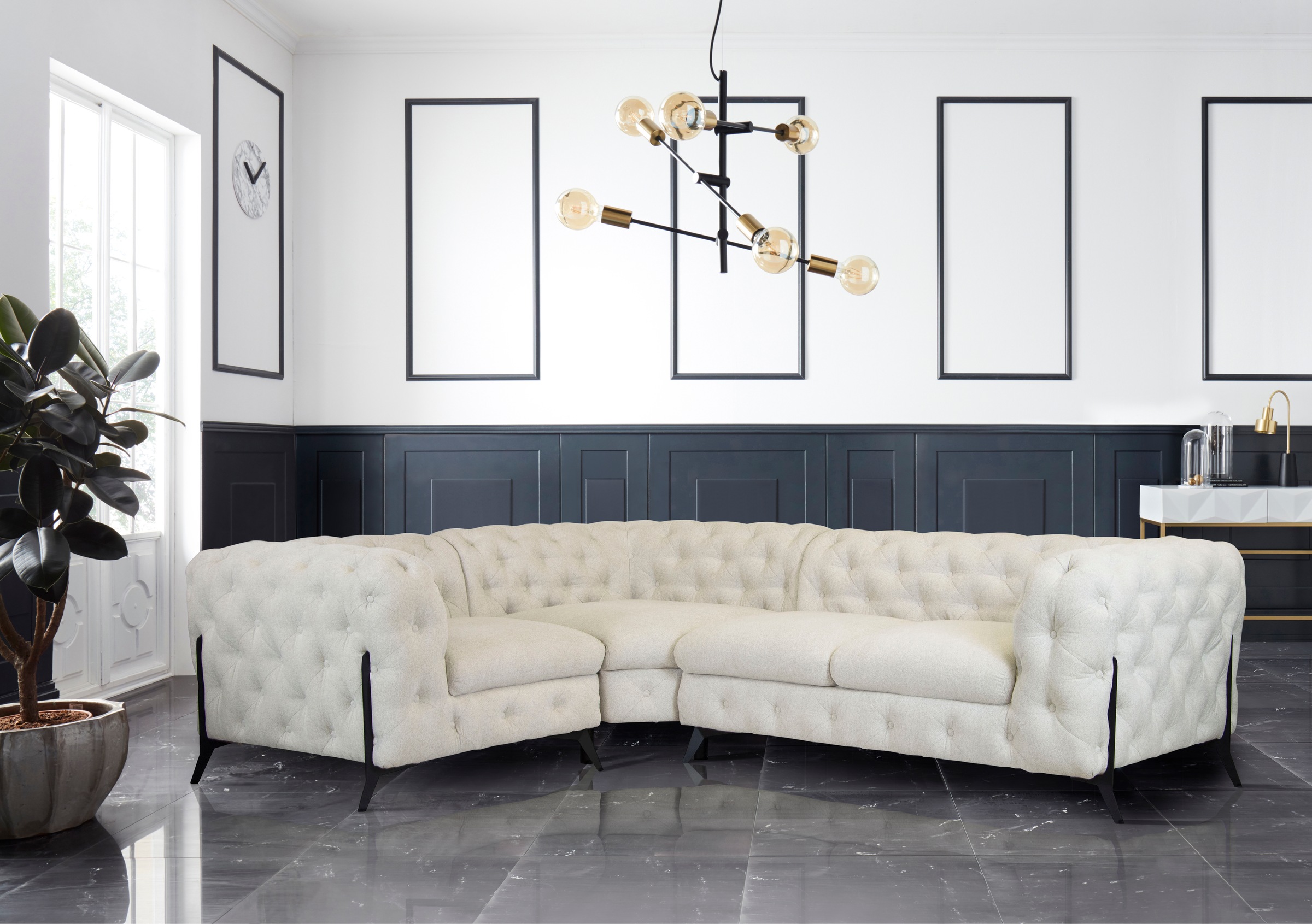 Home affaire Chesterfield-Sofa "Amaury L-Form" moderne Chersterfield-Optik, günstig online kaufen