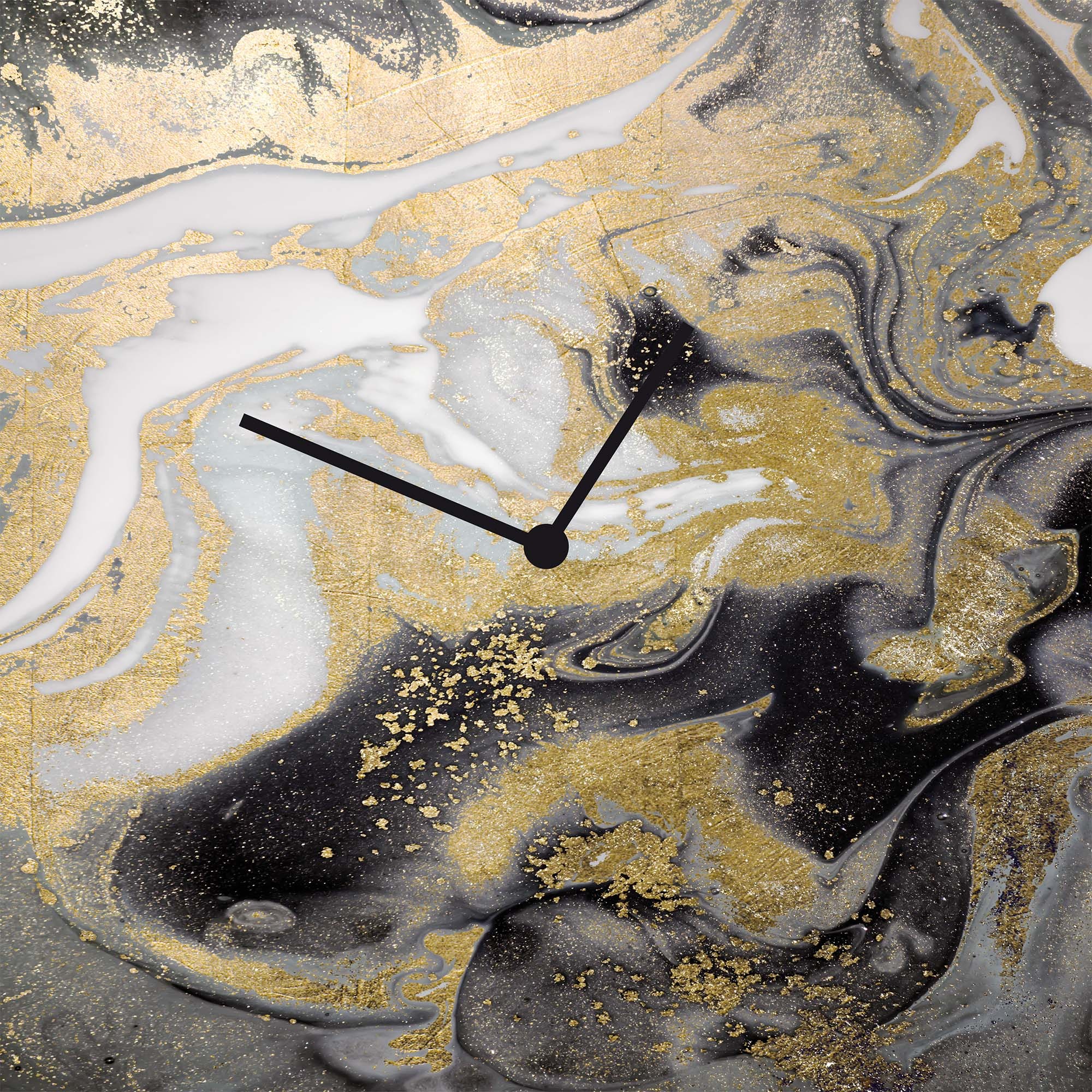 queence Wanduhr »Marmor grau, Blattgold Applikationen«, Uhr, geräuschlos, gold, Blattgold, handarbeit, Marmor