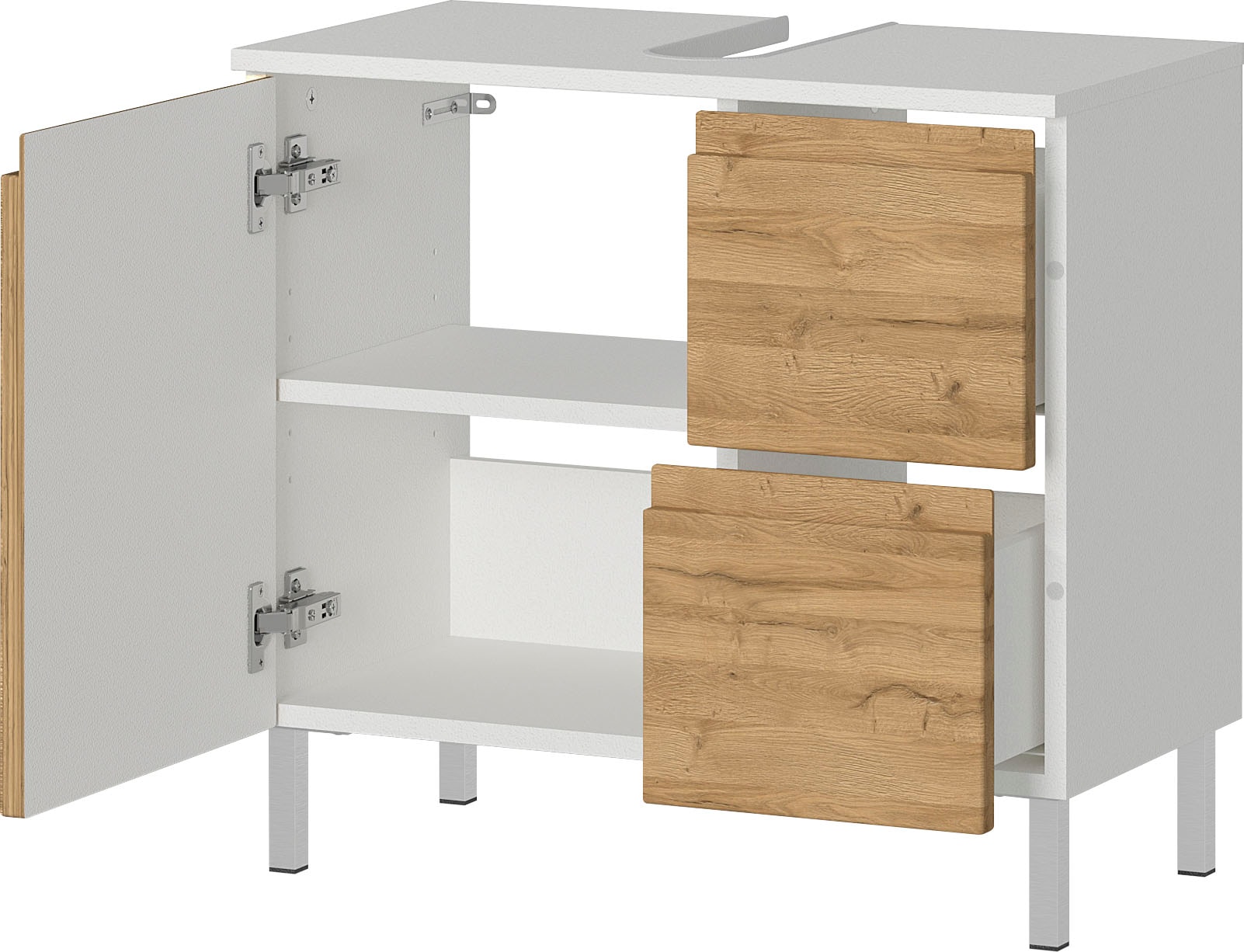 GERMANIA Badmöbel-Set »Torrance«, (3 St.), Waschbecken-Unterschrank, Spiegel mit Beleuchtung und Hochschrank