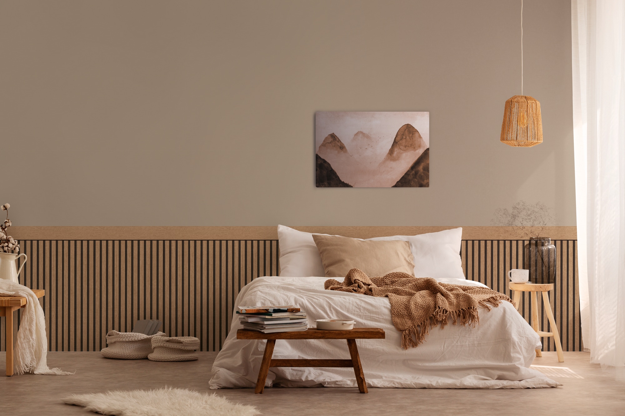 living walls Vliestapete »Wallpanel Tapete Wandpaneele Mustertapete Holzpaneele Natur« matt strukturiert Vliestapete Holz-Optik für Schlafzimmer Küche Wohnzimmer Wandpaneele