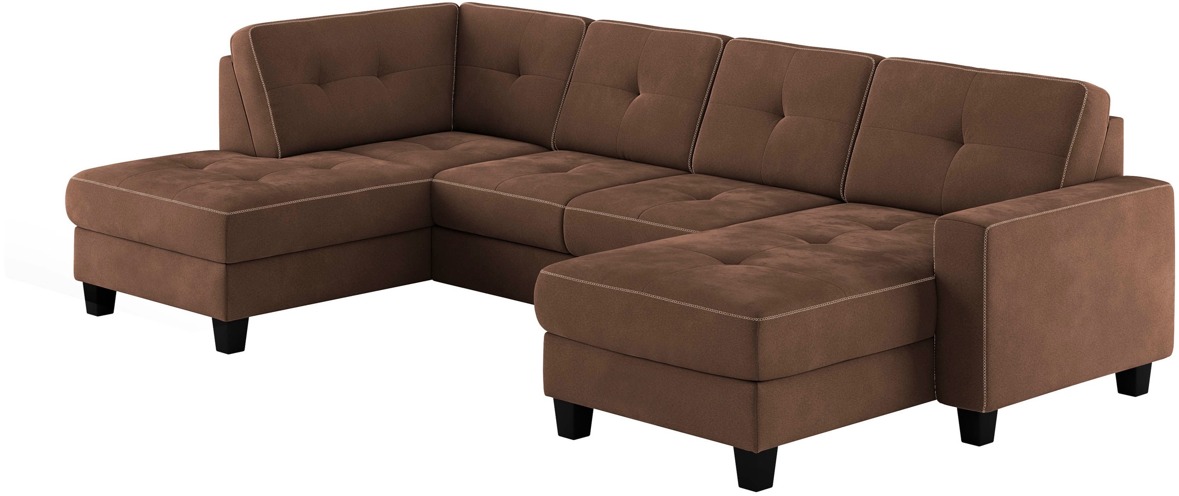 Wohnlandschaft HOME AFFAIRE "Varese", braun (dunkelbraun), B:304cm H:91cm T:170cm, 100% Polyester, Sofas, Wohnlandschaft, wahlweise mit Bettfunktion und Bettkasten 7