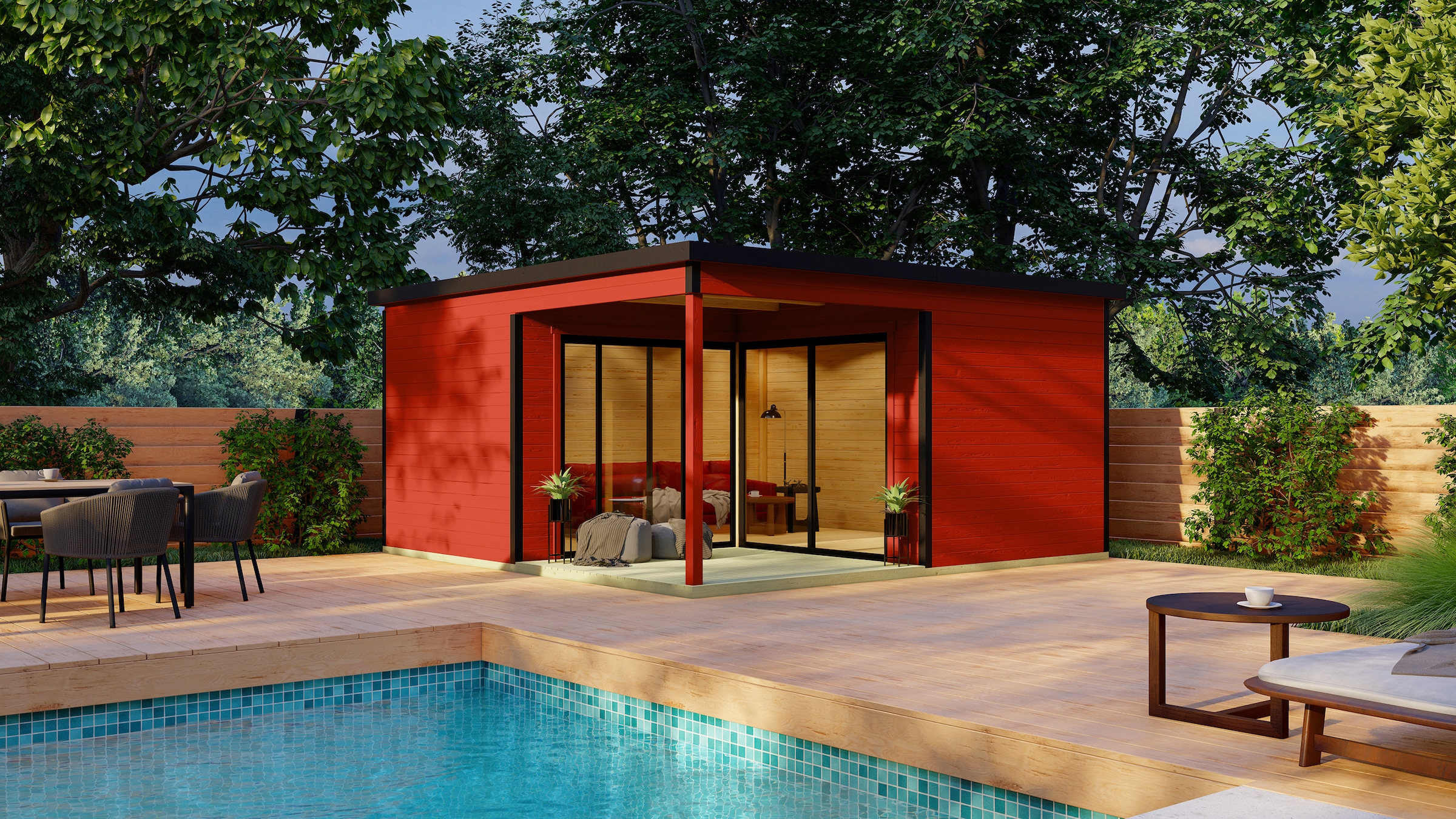 LASITA MAJA Gartenhaus "DOMEO 6 LOGGIA SCHWEDENROT/ANTHRAZIT" mit Überdachu günstig online kaufen