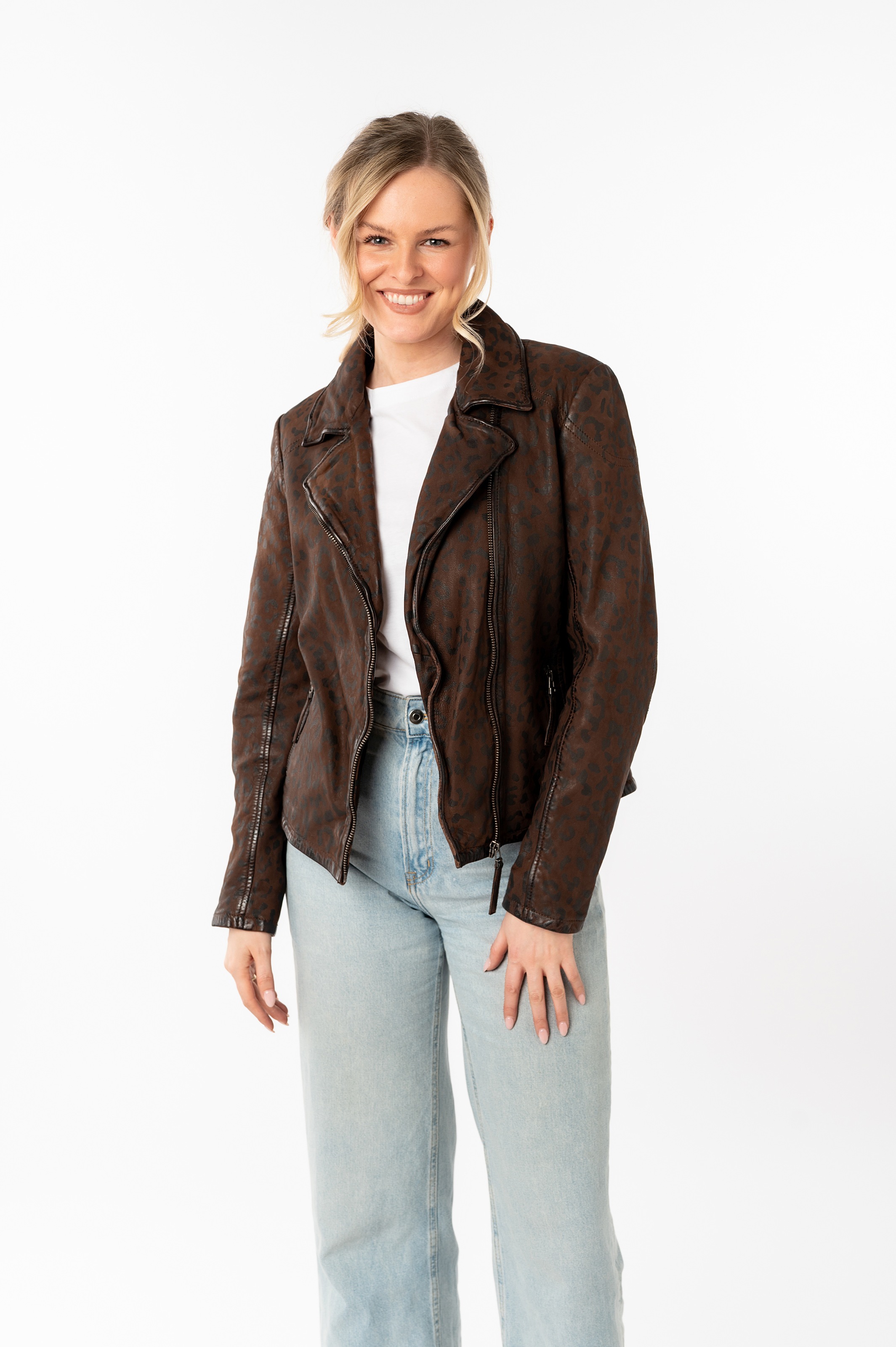 Mauritius Lederjacke »MWMeeow«, mit Reverskragen, All-Over Muster