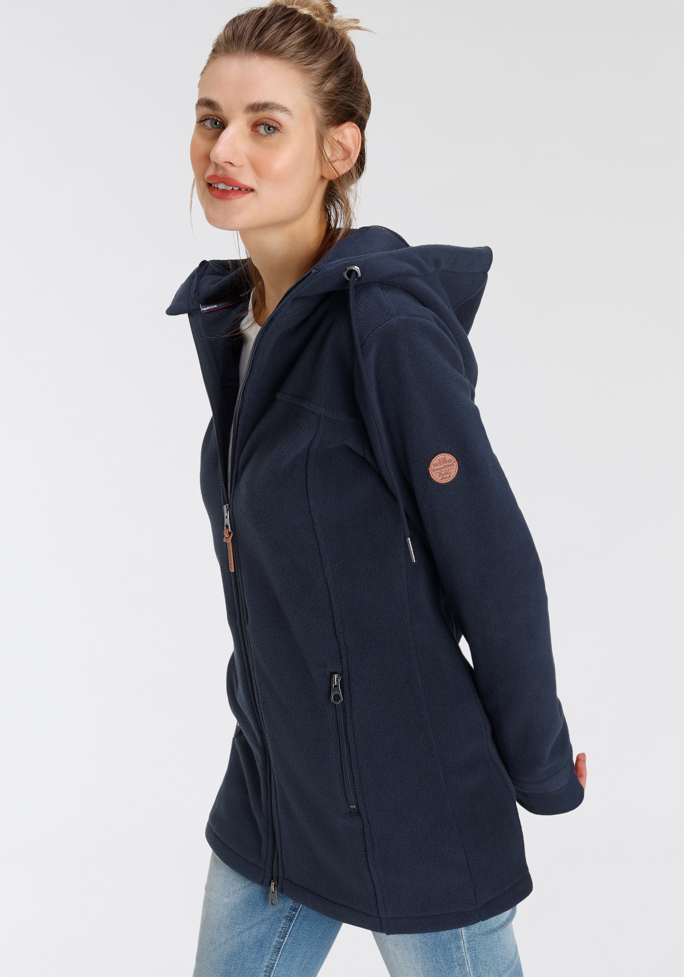 KangaROOS Fleecejacke mit Kapuze figurbetonter Schnitt, mit Kapuze, mit 2-W günstig online kaufen
