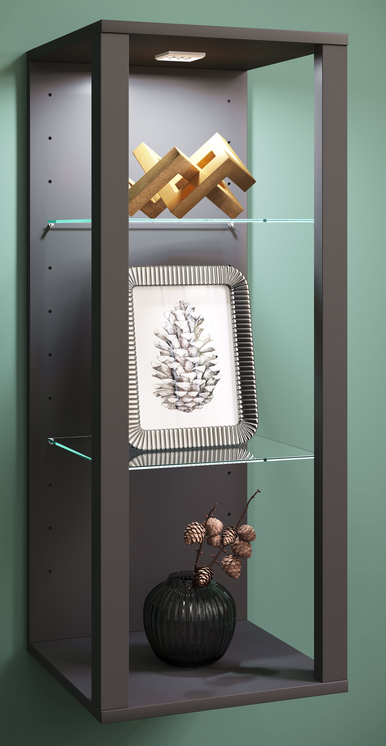 VCM Wandregal »Holz Glas Wandvitrine Wandregal Glasol MW«