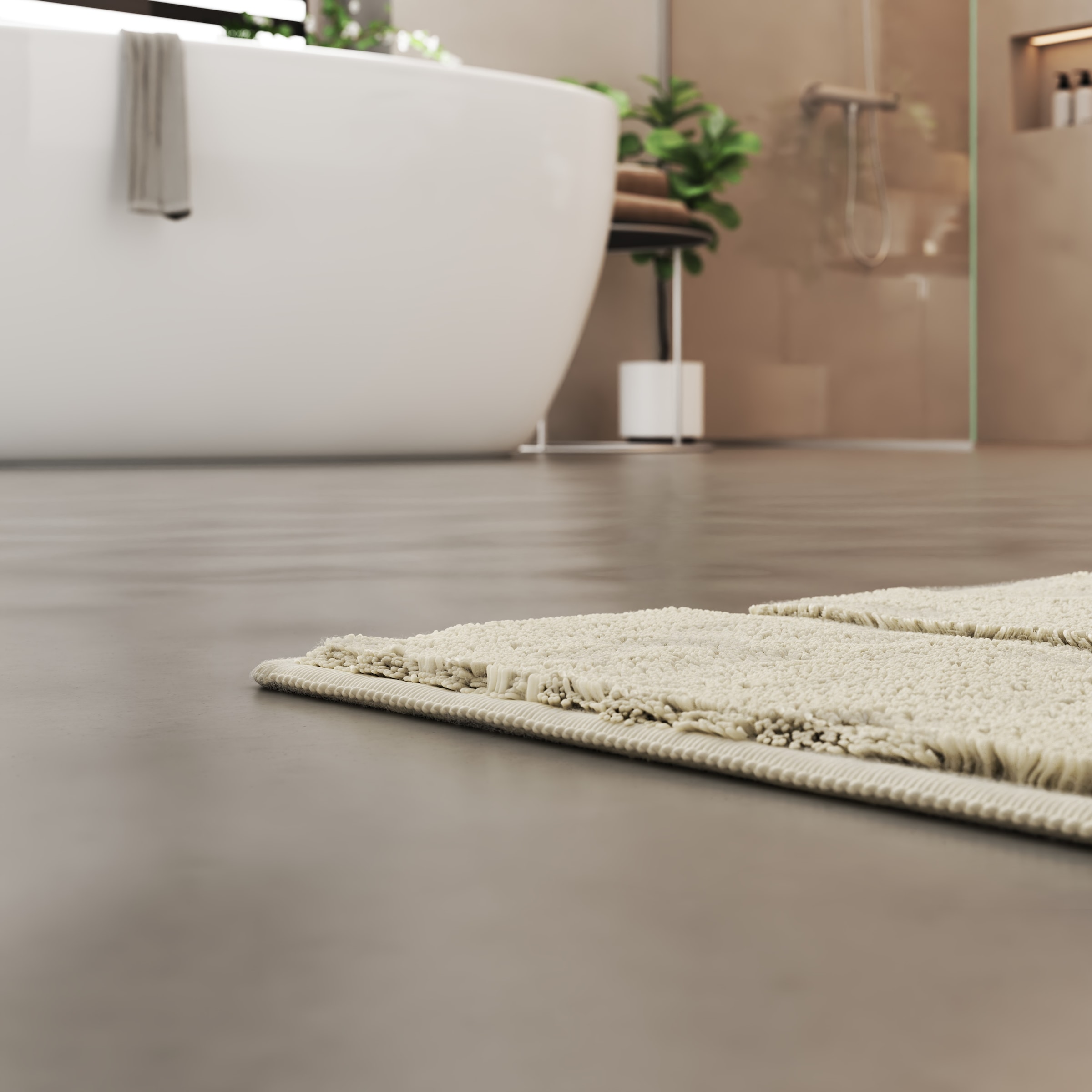 Grund Badematte »Riana, Badvorleger, Badezimmer Teppich, sehr weich«, rutschhemmend beschichtet, schnell trocknend, Modernes Design mit Linien in Hoch-Tief-Struktur, Made in Europe