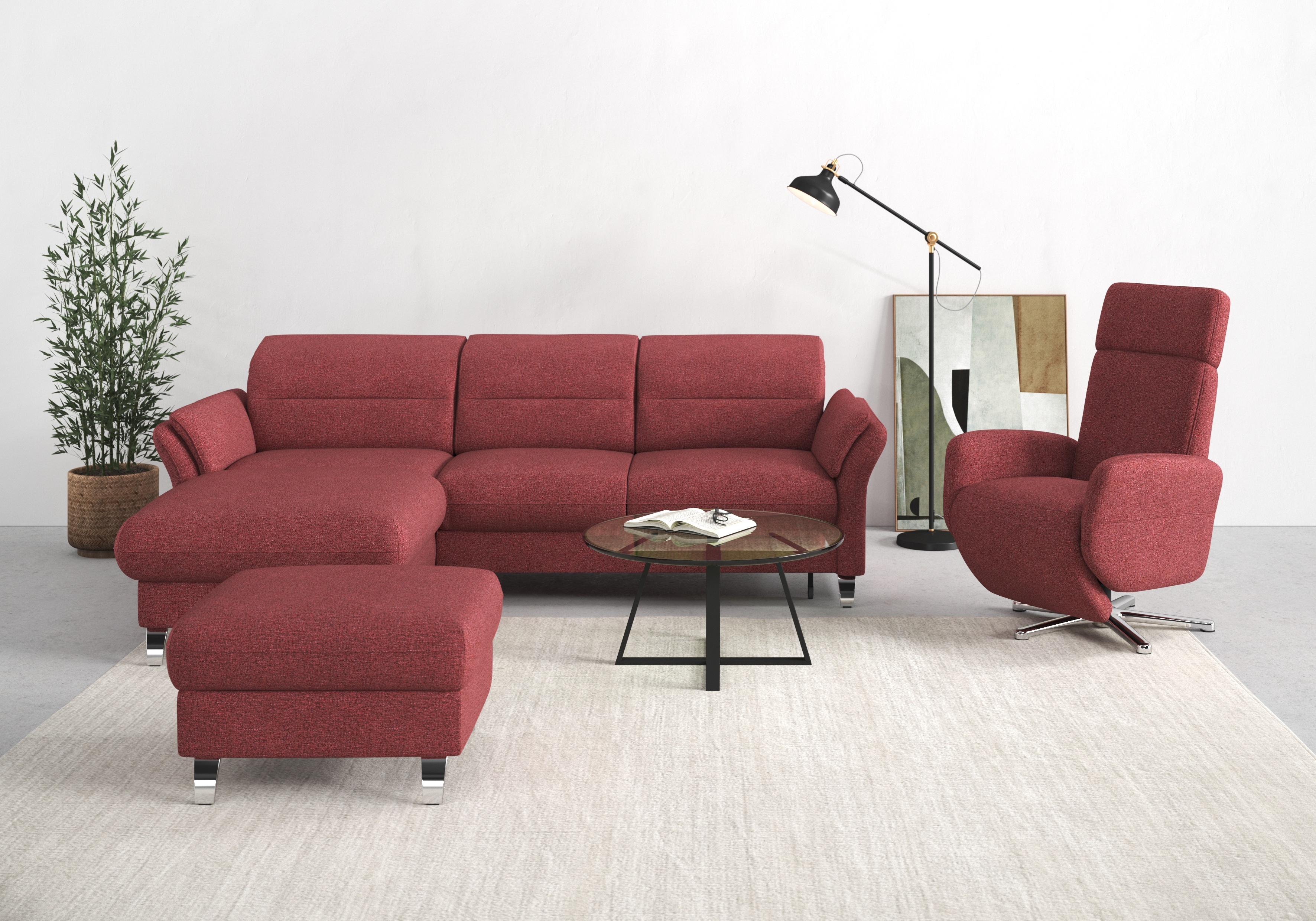 sit&more Ecksofa "Grenoble L-Form mit Federkern" wahlweise mit Schlaffunktion, Bettkasten, Arm- und Kopfteilverstellung