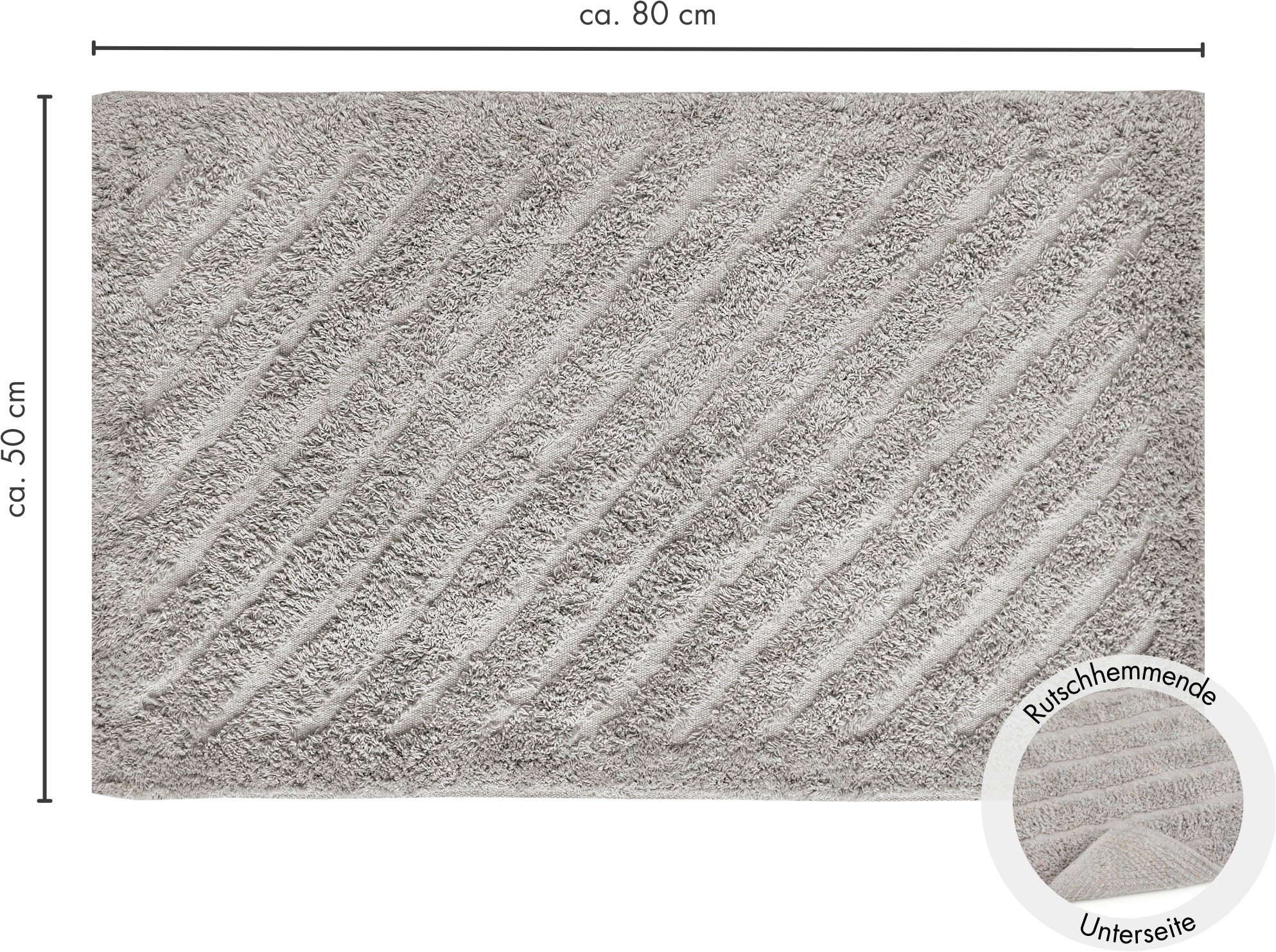 Andiamo Badematte »Havanna, 50x80 cm«, fußbodenheizungsgeeignet-schnell trocknend, Badteppich, Uni Farben, Hoch-Tief Effekt, verschiedene Designs