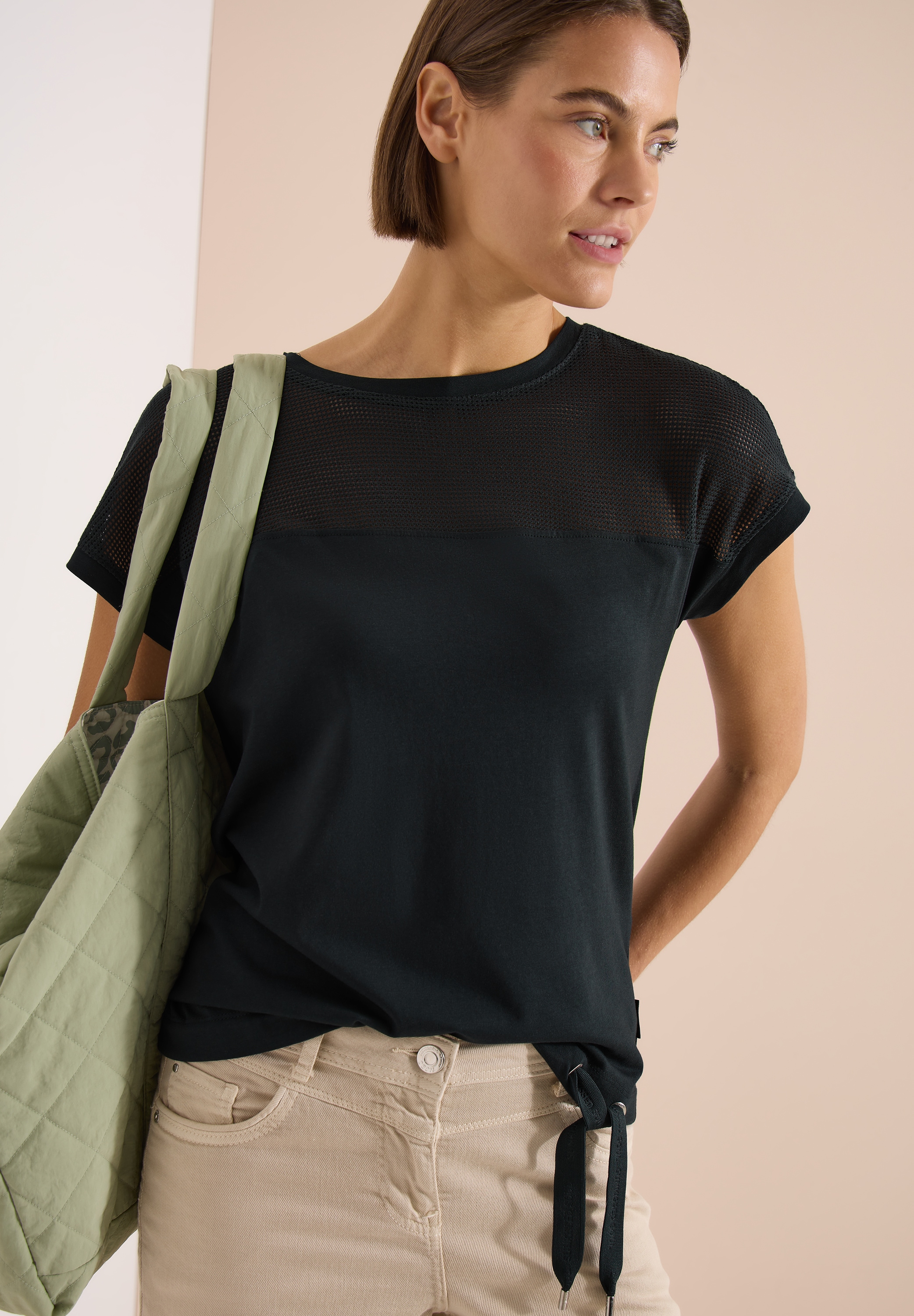 Cecil T-Shirt Sommerliche Leichtigkeit durch das Mesh-Detail
