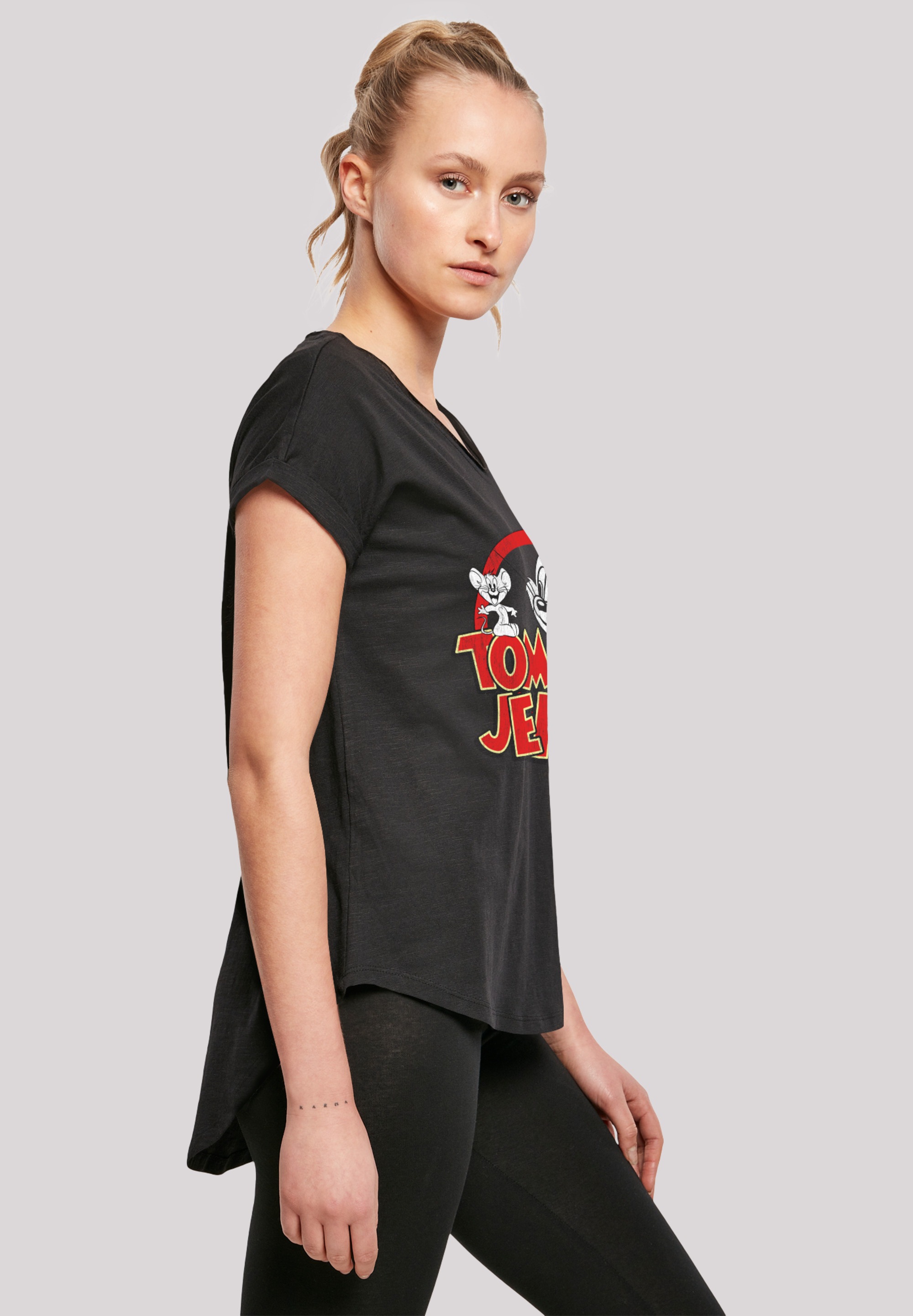 F4NT4STIC T-Shirt »Tom and Jerry TV Serie Distressed«, Damen,Premium Merch,Lang,Longshirt,Bedruckt