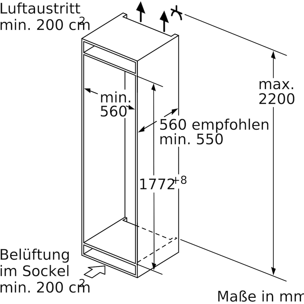 SIEMENS Einbaukühlgefrierkombination »KI84FPDD0«, KI84FPDD0, 177,2 cm hoch, 55,8 cm breit