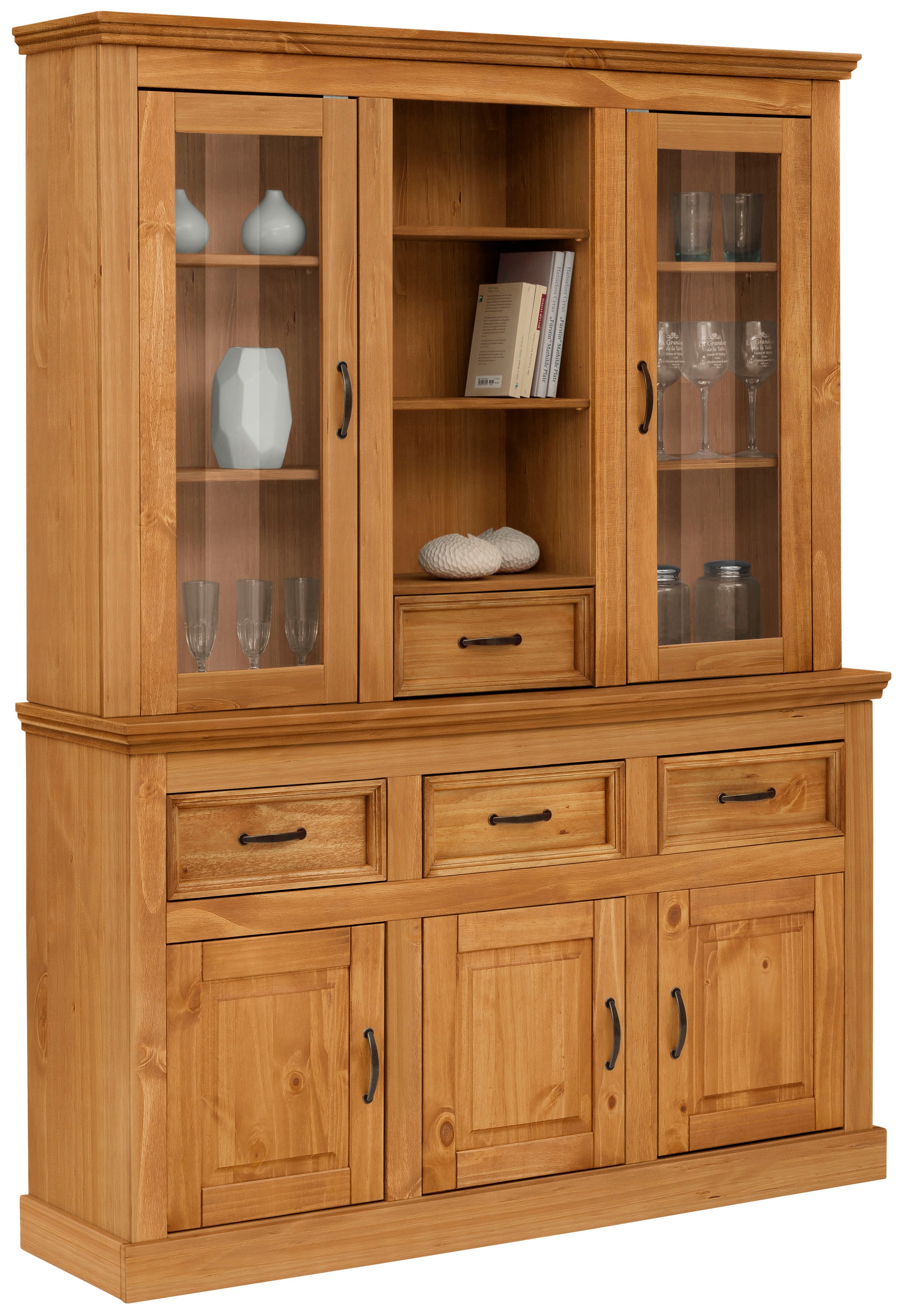 OTTO home Buffet "Selma" aus massivem Kiefernholz, mit Griffen aus antikisiertem Metall