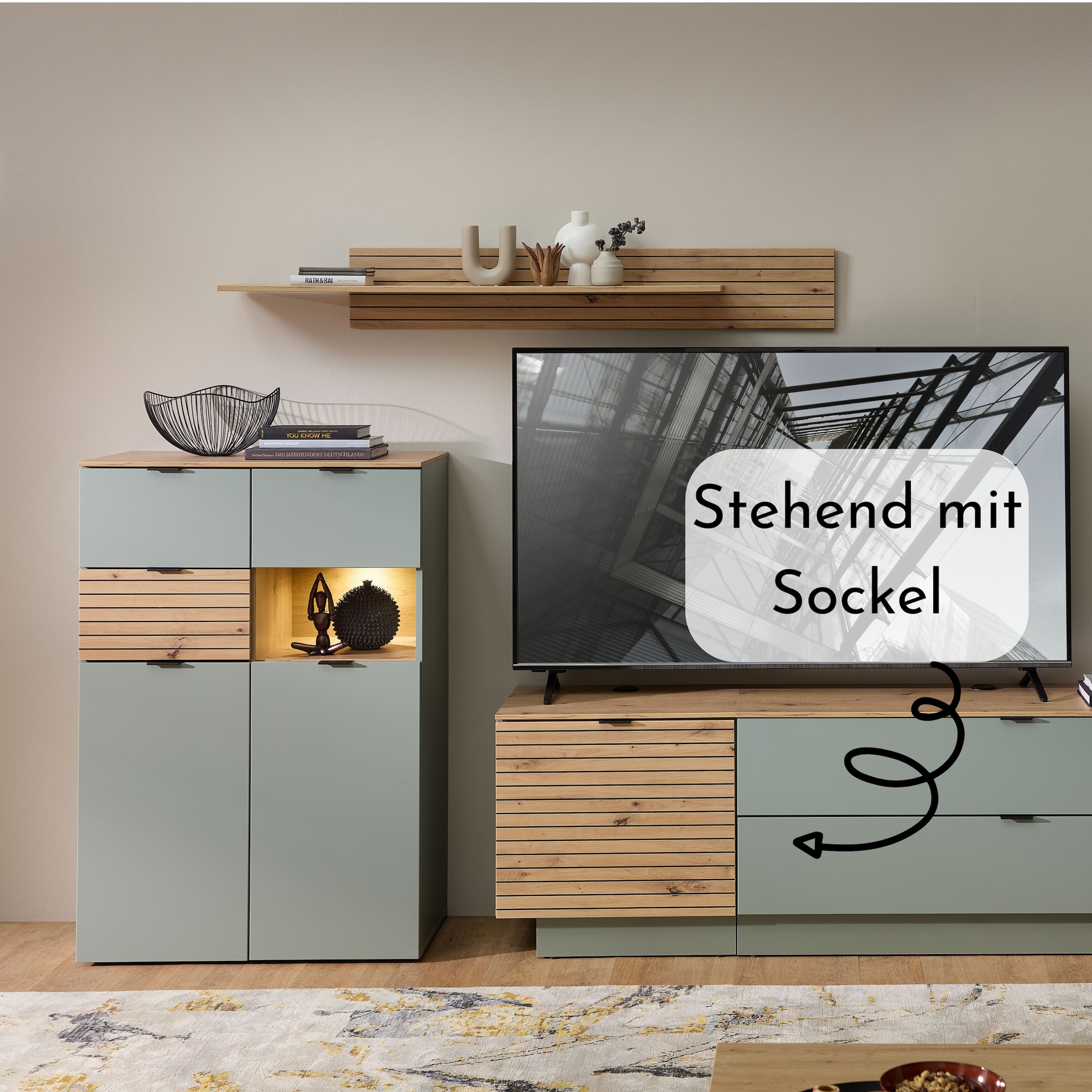 Innostyle TV-Schrank »INA TV-Lowboard, 60 x 51 x 44 cm (B/H/T)«, (1 St.), stehend/hängend verwendbar, 1 türig, Softclose
