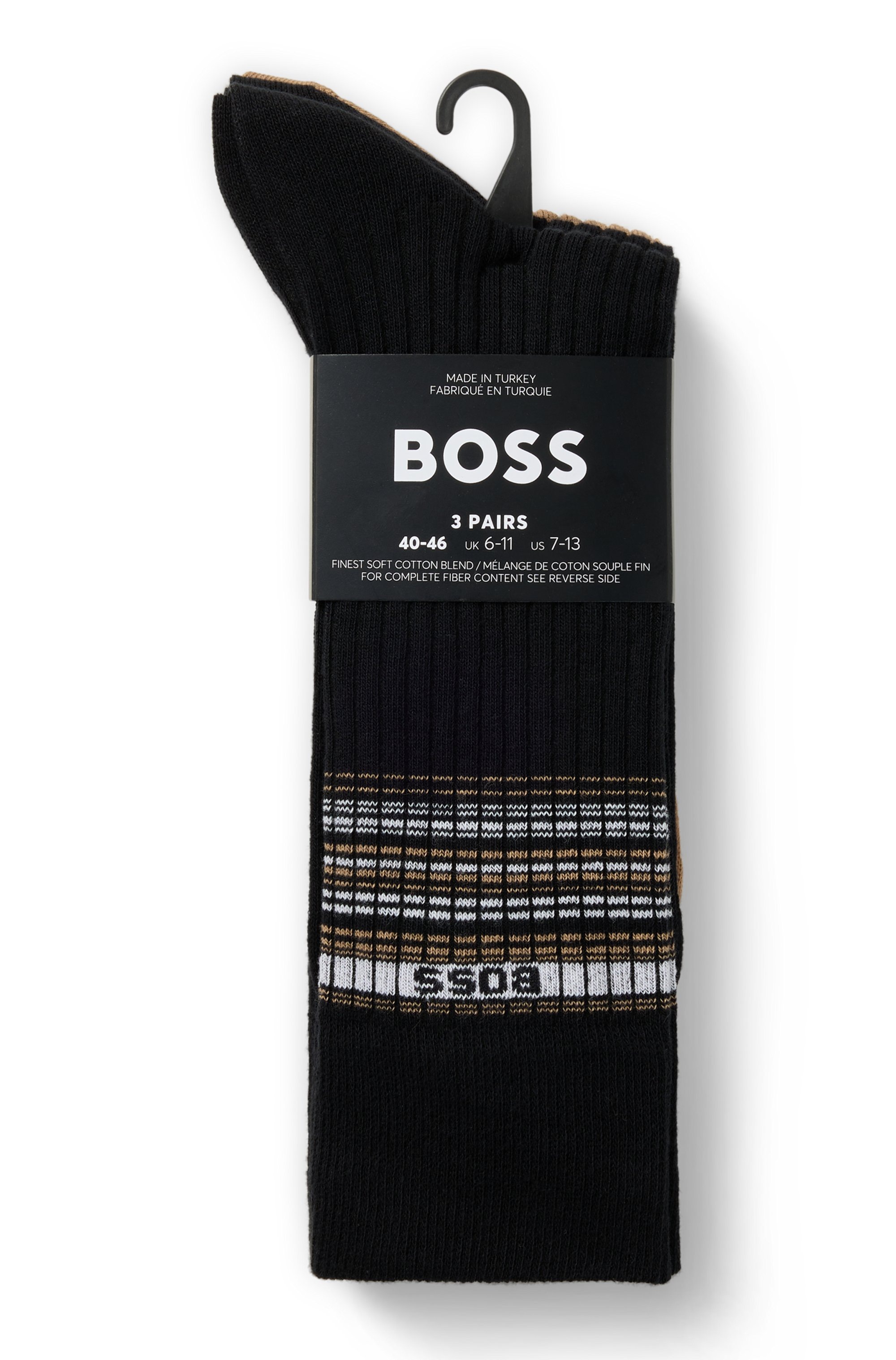 BOSS Freizeitsocken "3P RS Rib Stripe" Packung, 3 Paar tlg. mit BOSS Logo günstig online kaufen