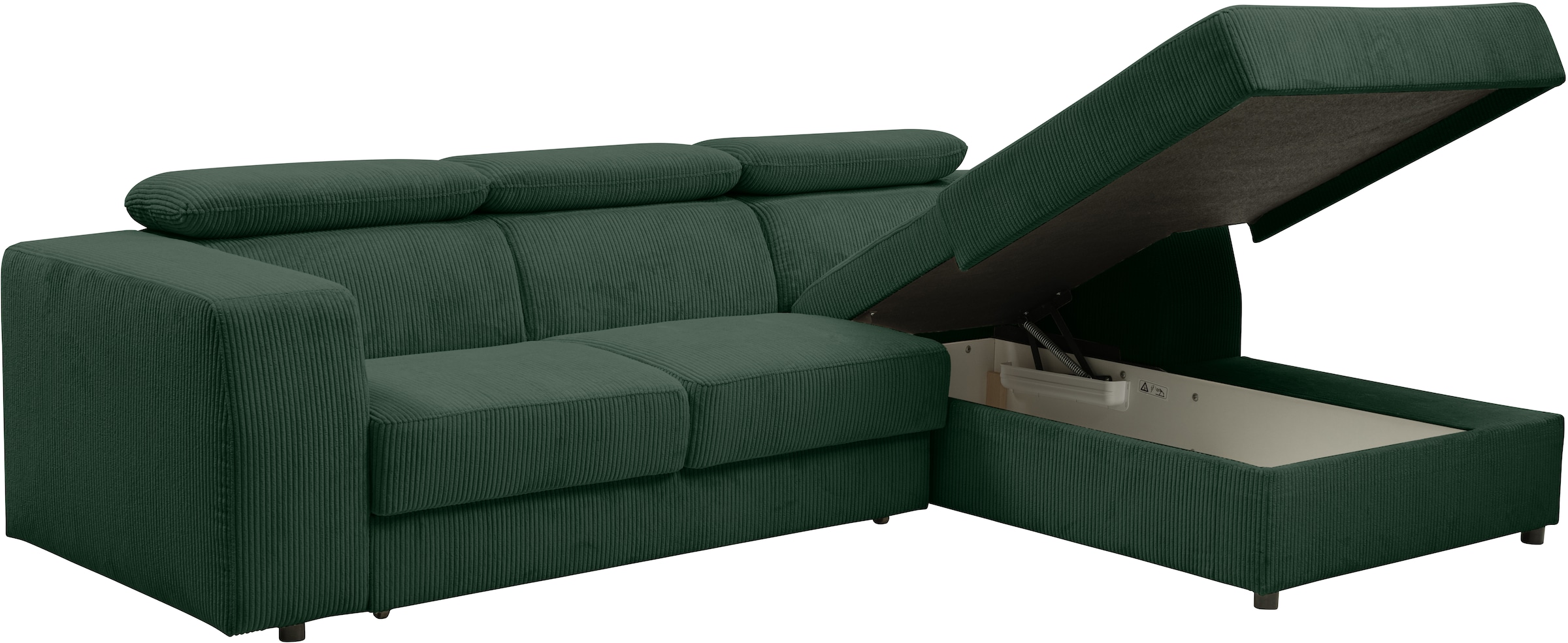 WERK2 Ecksofa »Cherry, modernes Sofa mit Komfortfunktionen, Breite 270cm, L-Form,«, bequem, mit verstellbaren Kopfteilen, Schlaffunktion und Bettkasten