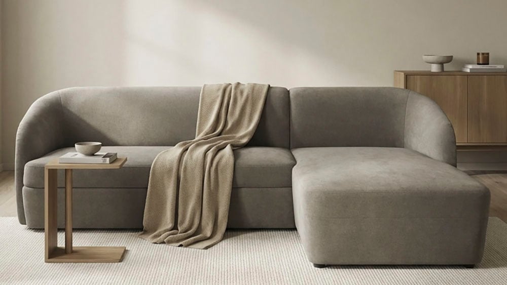 DOMO collection Ecksofa "Orbis, modernes, klares Design mit schmalen, abgerundeten Armlehnen" whlw. mit Bettfunktion u./o. Bettkasten, aus Luxus- Microfaser