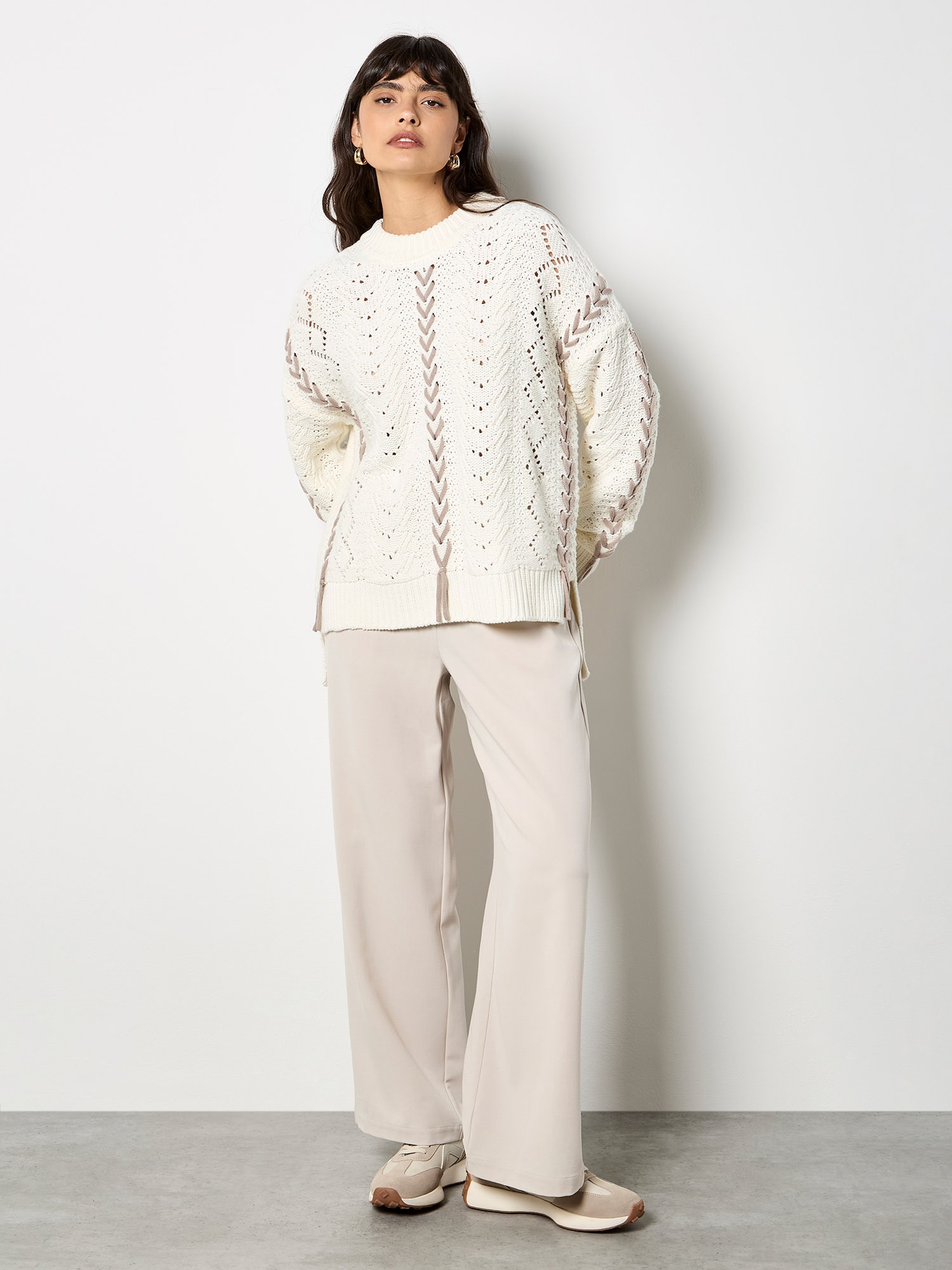 Apricot Rundhalspullover »Pullover« mit Strickmuster