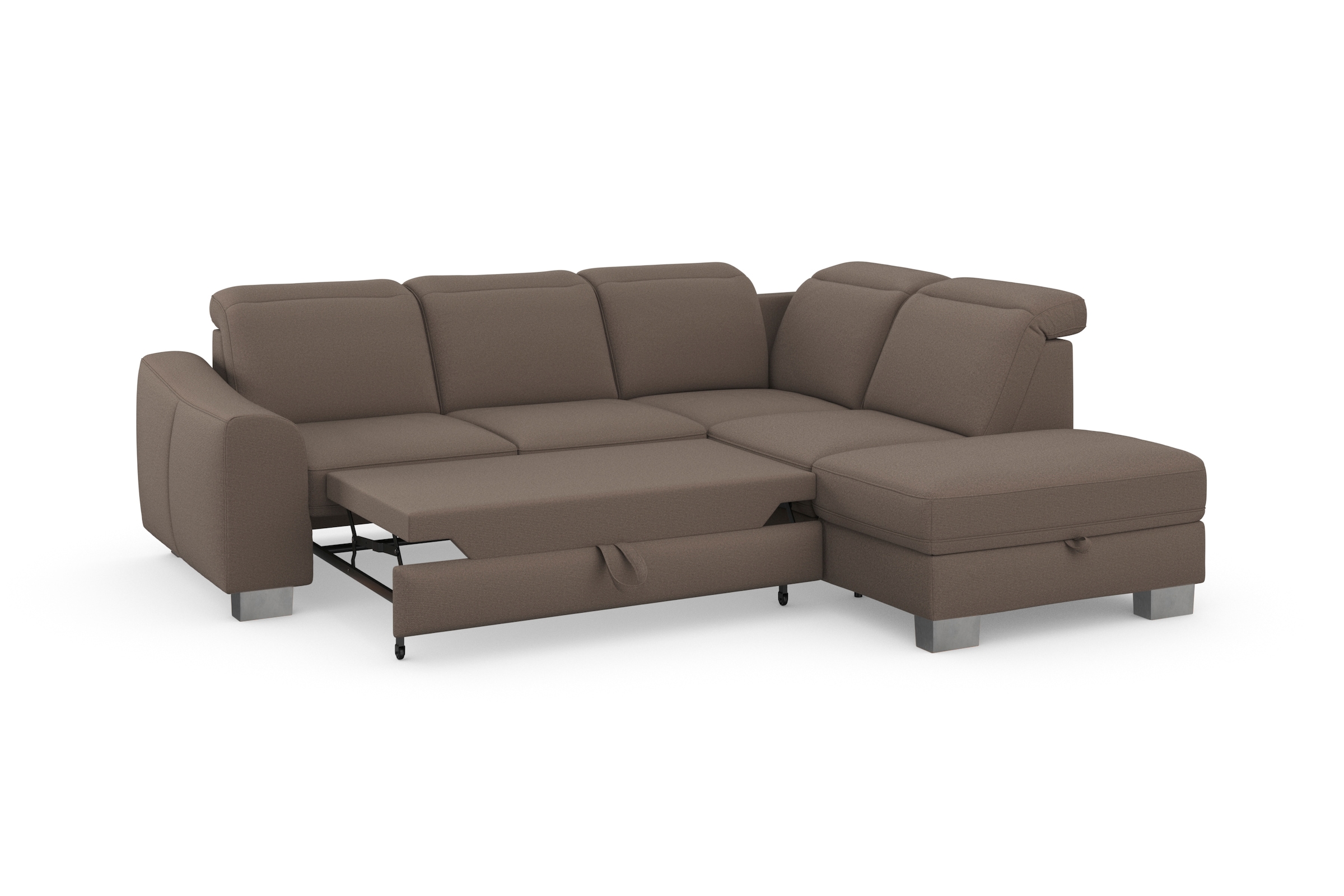 sit&more Ecksofa »Dundee L-Form«, mit Federkern und Edelstahlfüßen, wahlweise mit Kopfteilverstellung