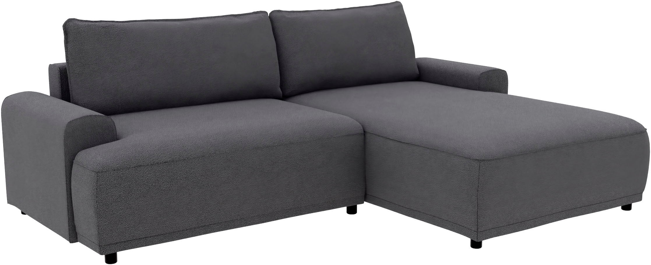TRENDMANUFAKTUR Ecksofa »Fordon, Schlafsofa mit Bettkasten, Couch in L-Form, Breite 250 cm«, in Struktur fein LEO, haustierfreundlich, anthrazit, Recamiere rechts